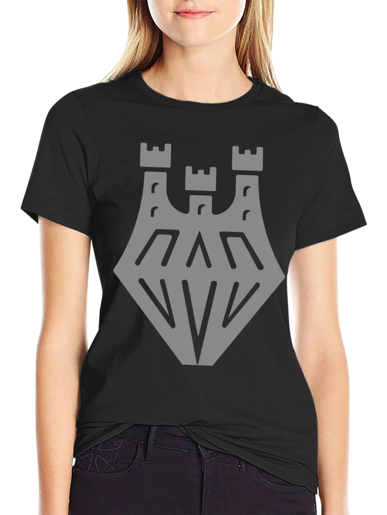 Black Castle Crest Graphic Tee - Black Cotton Blend view 2