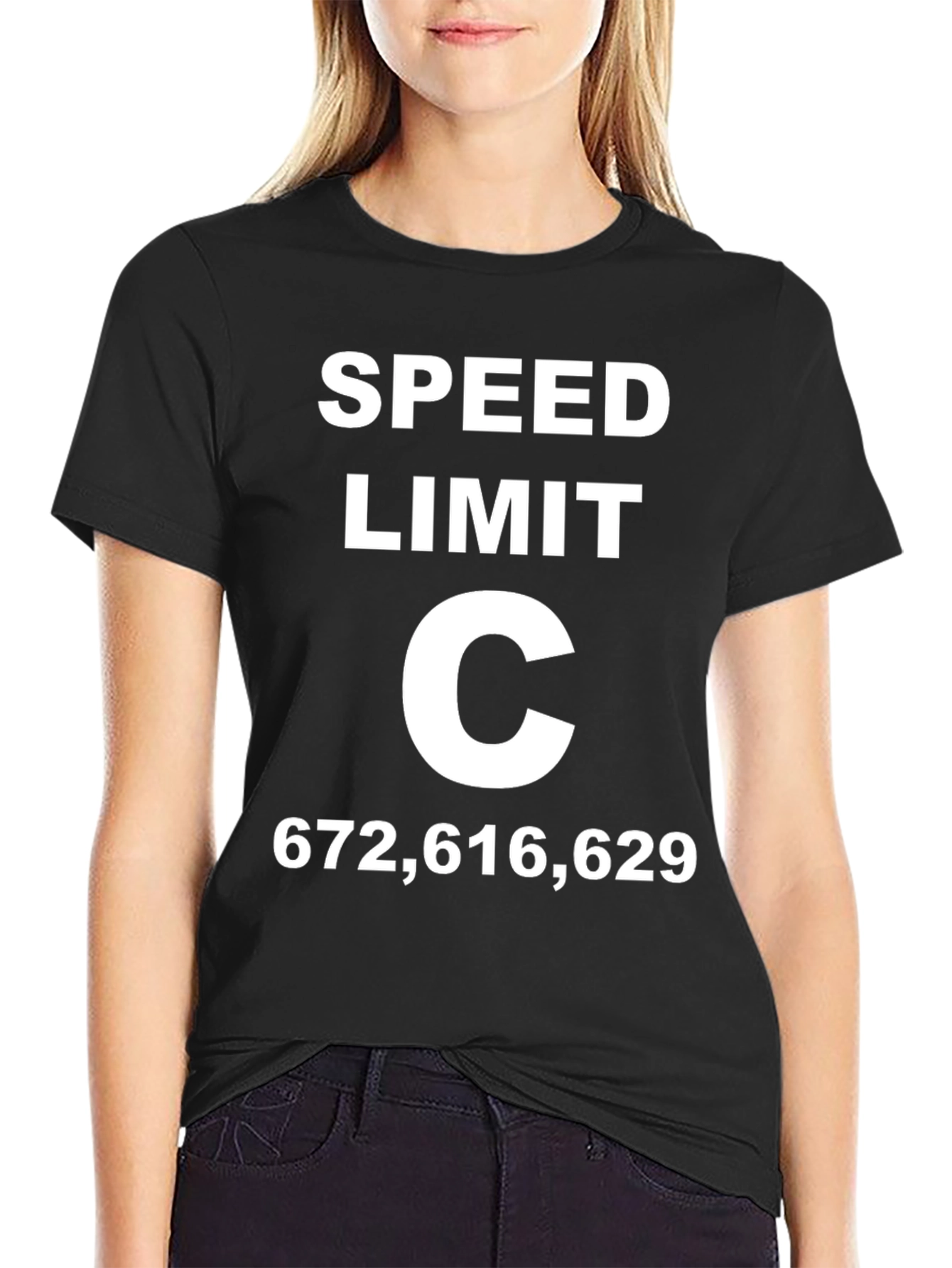 Black Funny Speed Limit C T-Shirt - Novelty Physics Joke Tee view 2