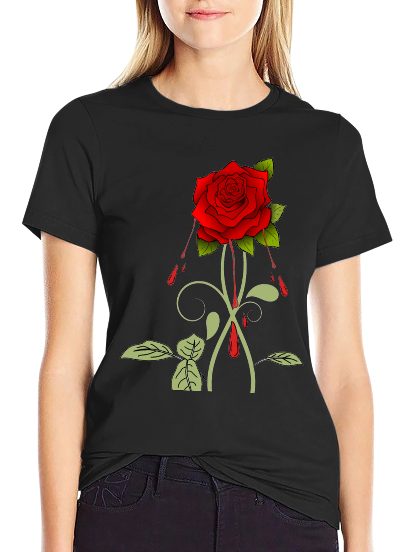Black Rose Graphic T-Shirt - Black view 2
