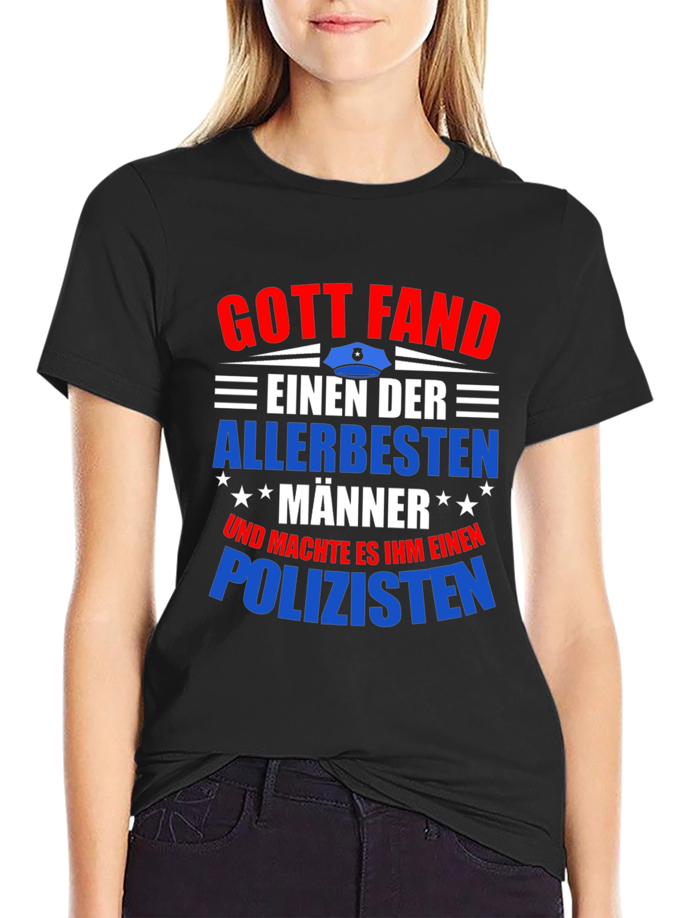 Black Gott Fand Policeman T-Shirt - Best Man view 2
