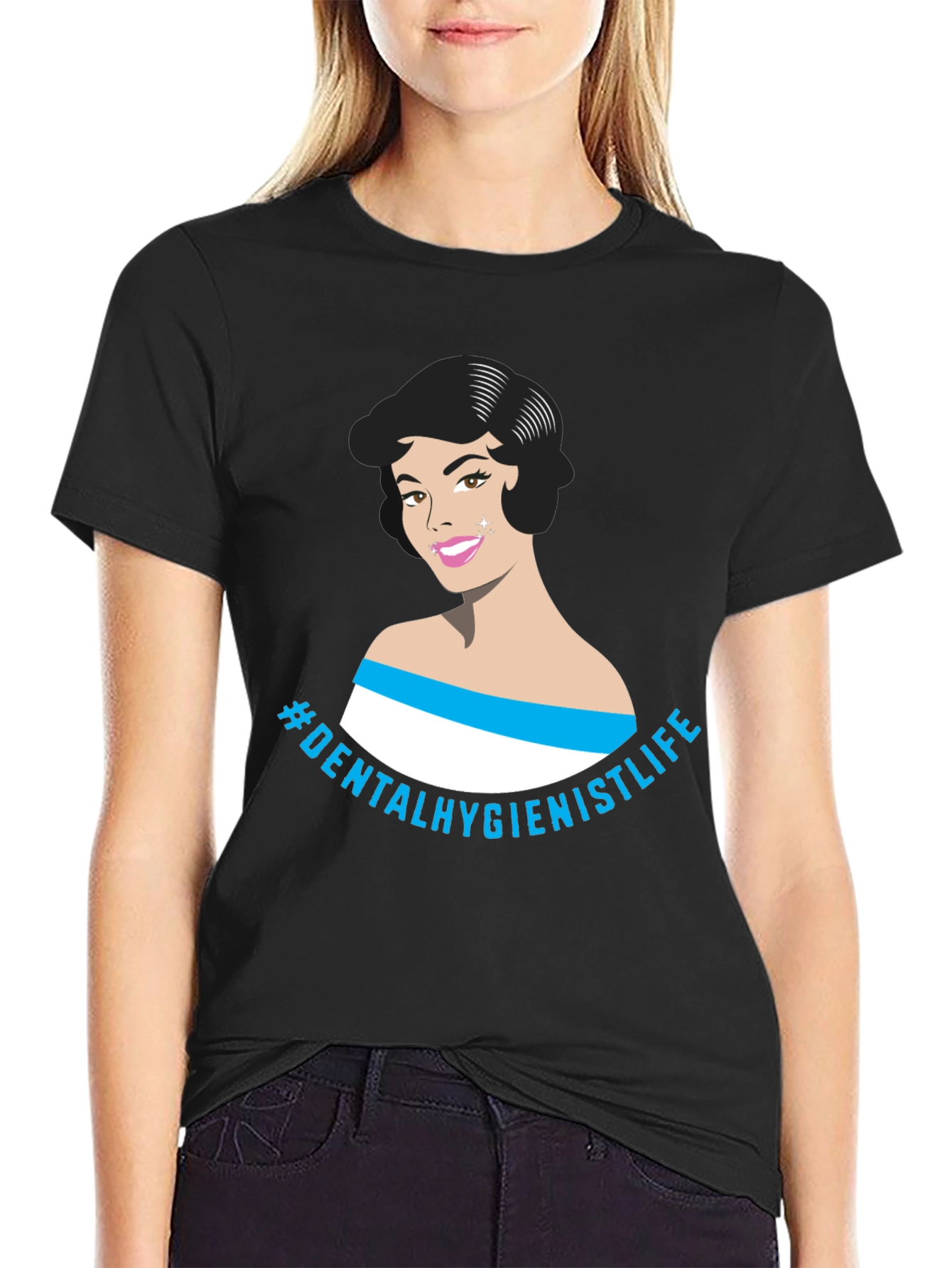 Black Dental Hygienist Life Graphic Tee - Black view 2