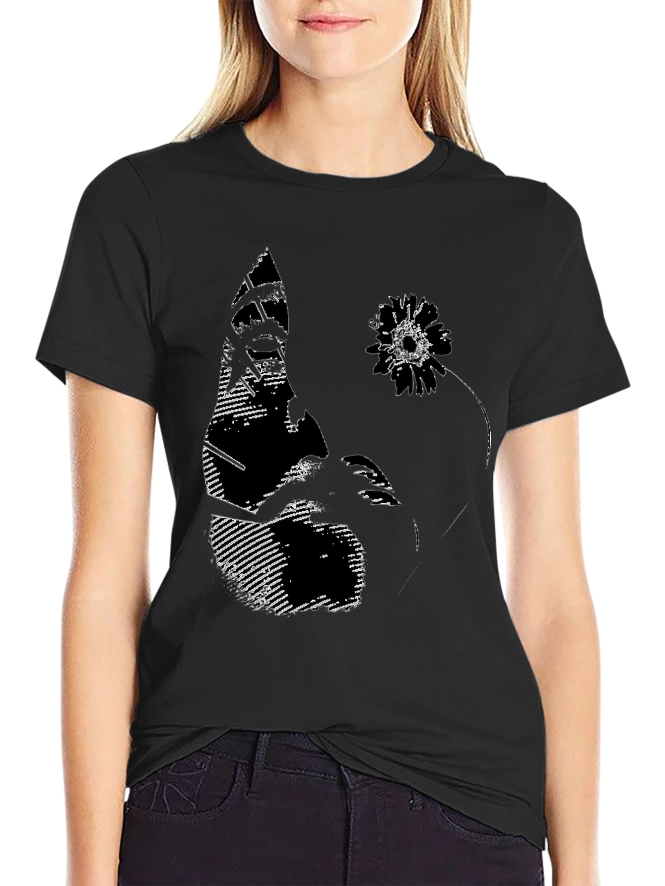 Black Abstract Graphic Print Black T-Shirt view 2