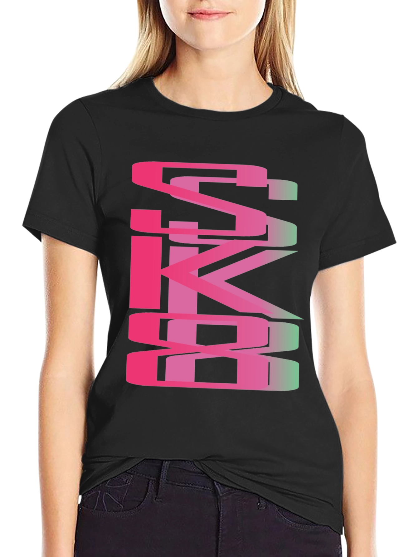 Black Abstract Graphic Print Black T-Shirt view 2