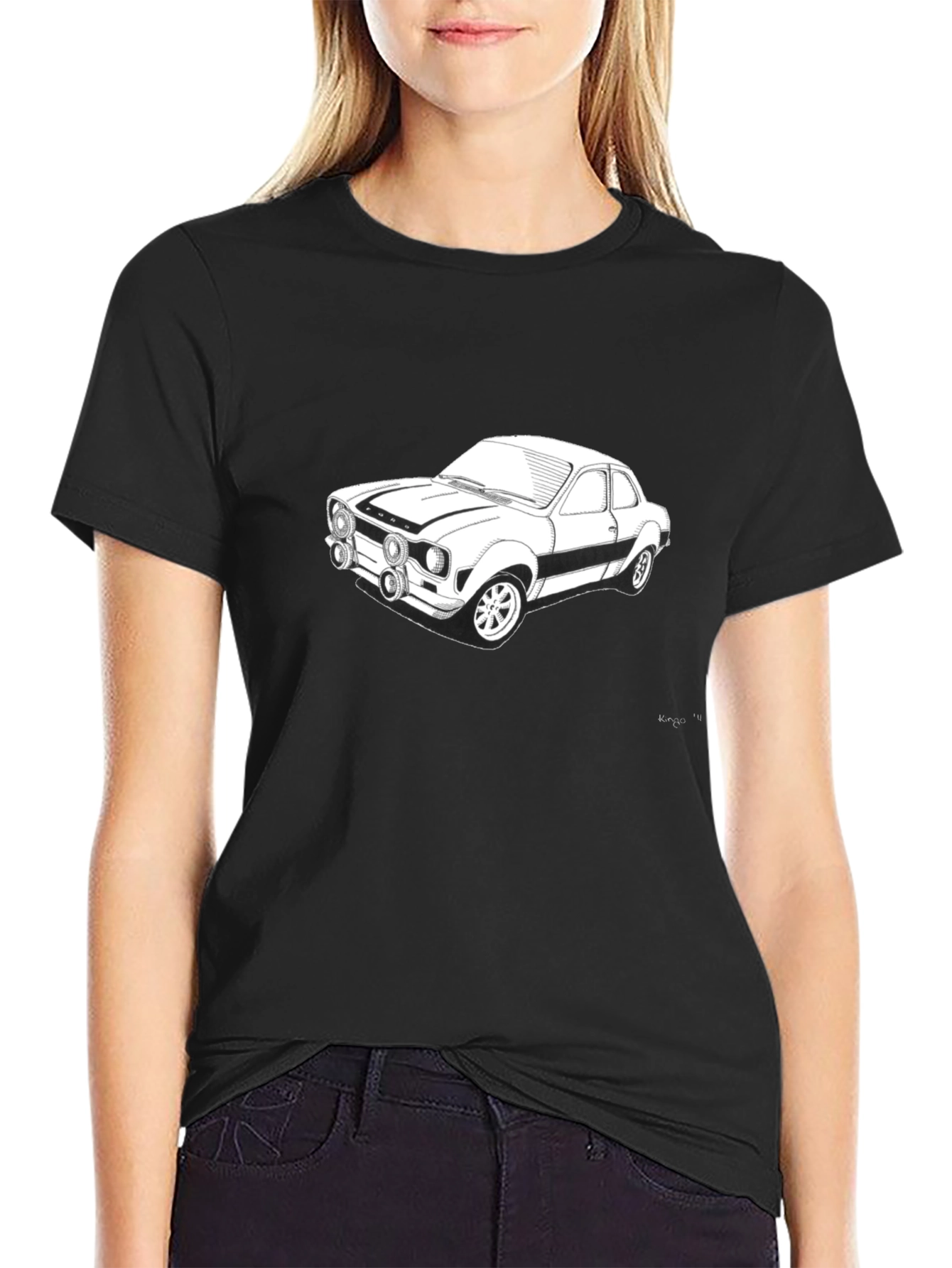 Black Classic Car Graphic Tee - Black Cotton Blend view 2