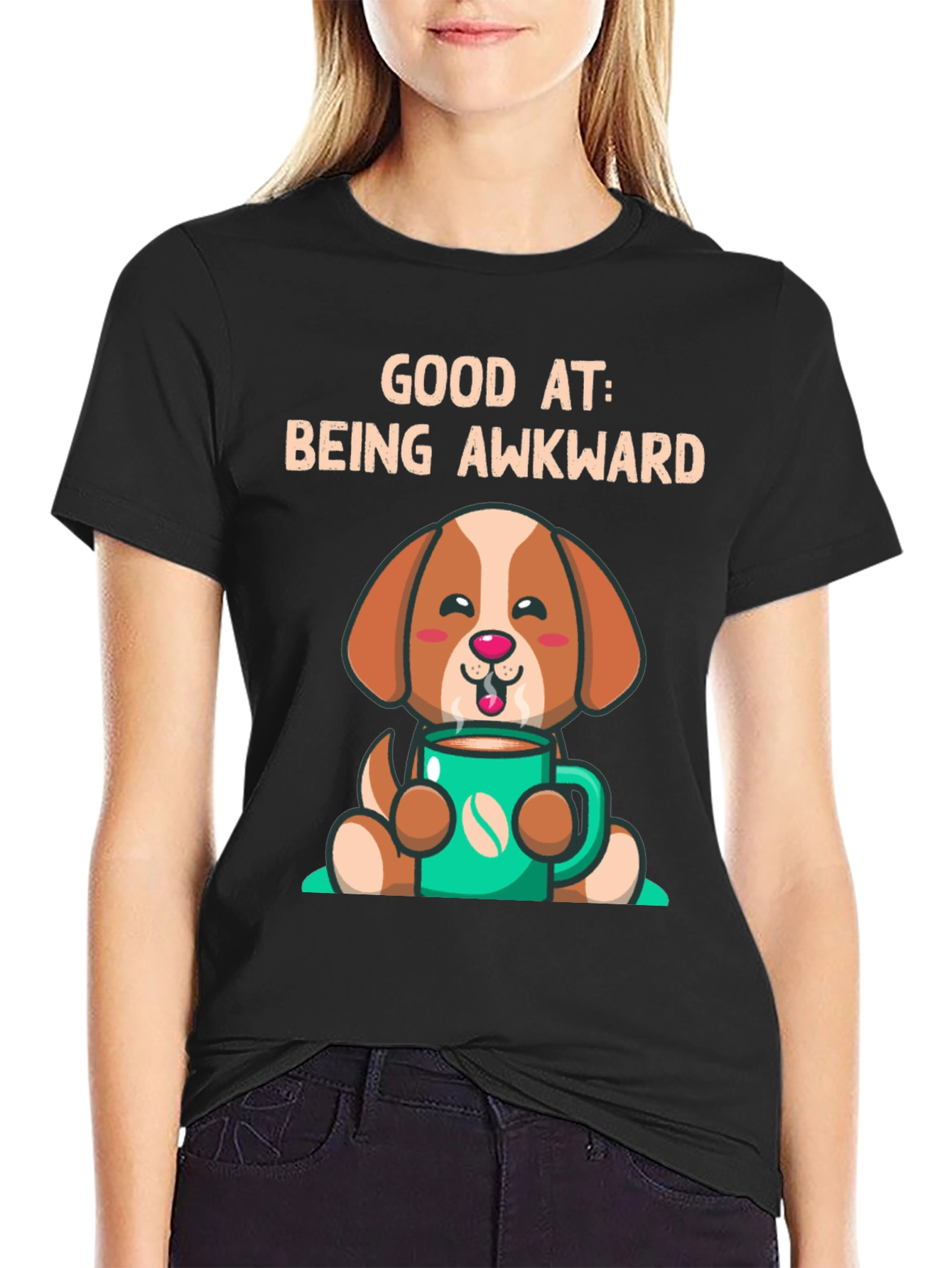 Black Awkward Dog Graphic T-Shirt view 2