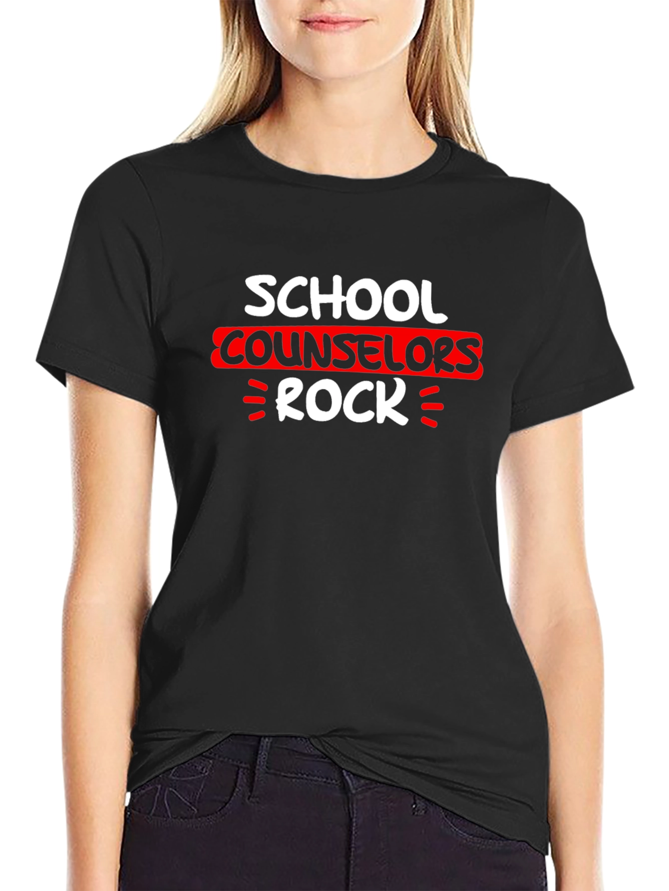 Black School Counselor Rock T-Shirt view 2