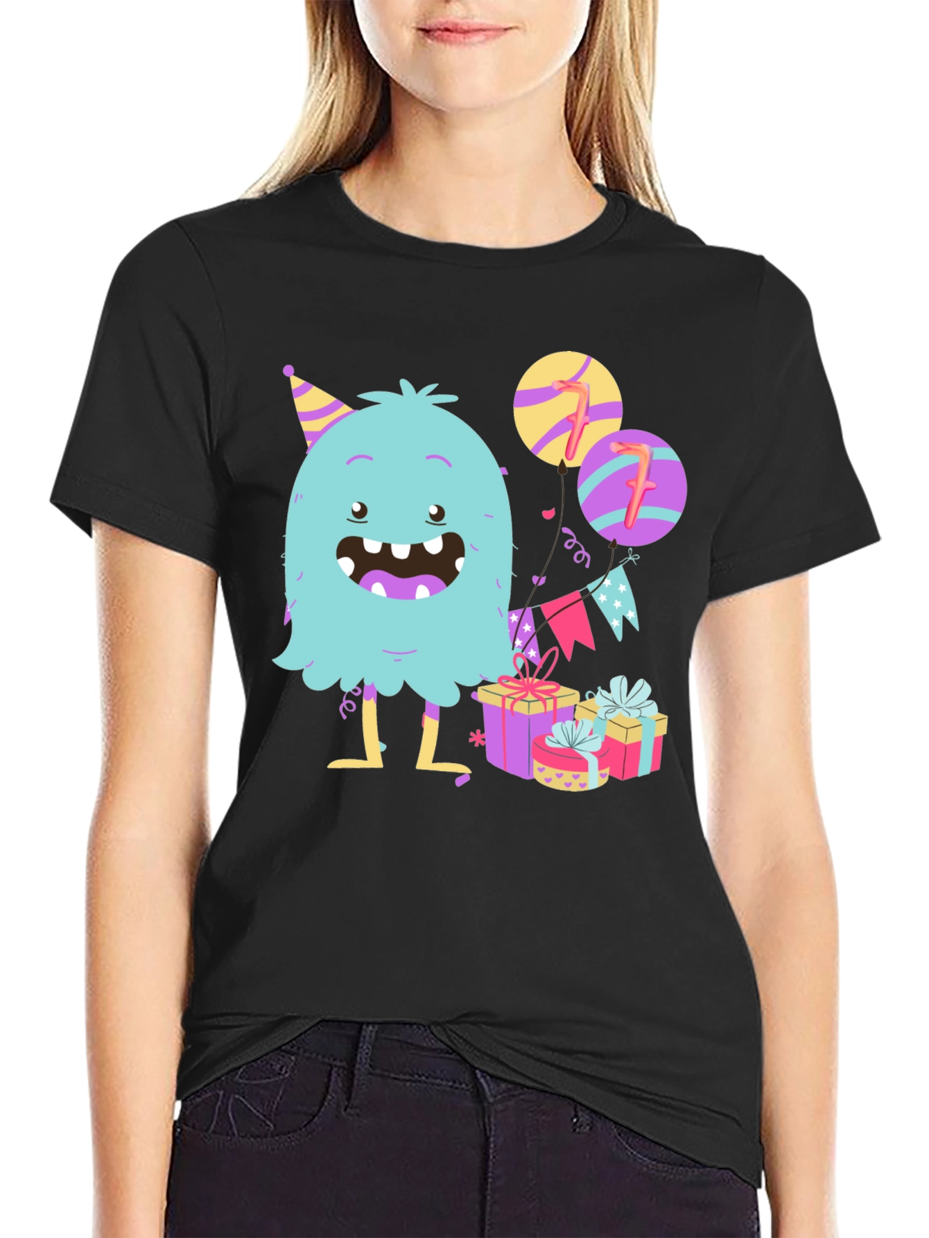 Black Birthday Monster Graphic Tee - 7th Birthday! view 2