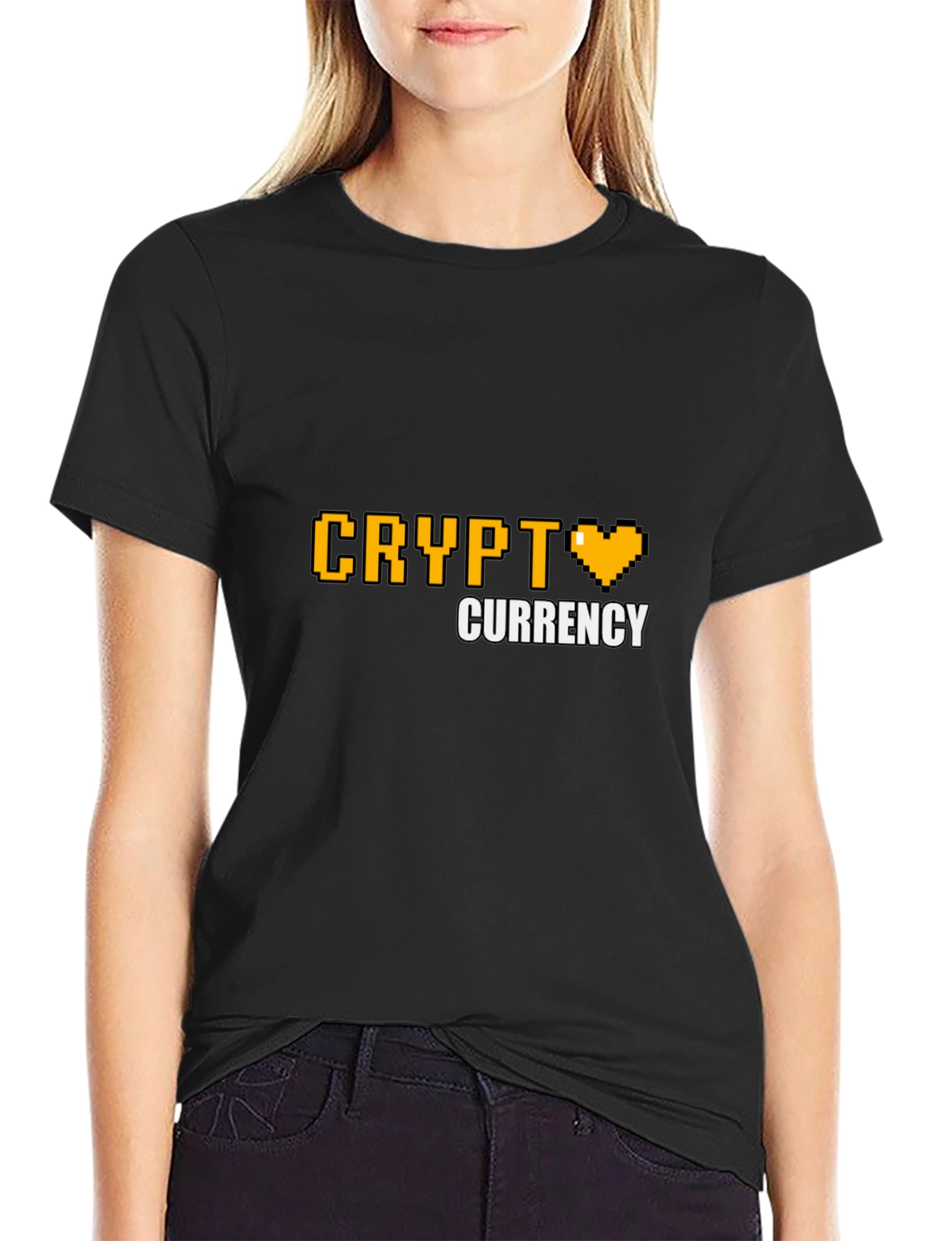 Black Crypto Currency Pixel Art T-Shirt - Black view 2