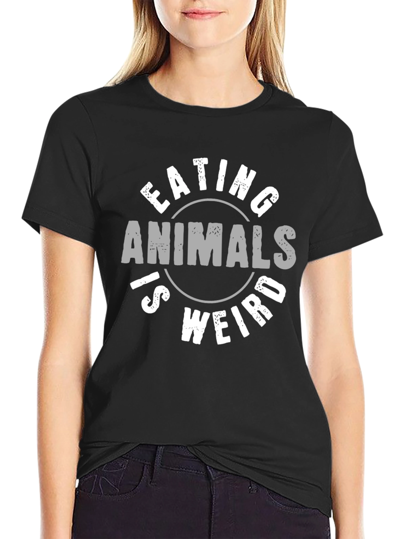Black Eating Animals Is Weird T-Shirt view 2