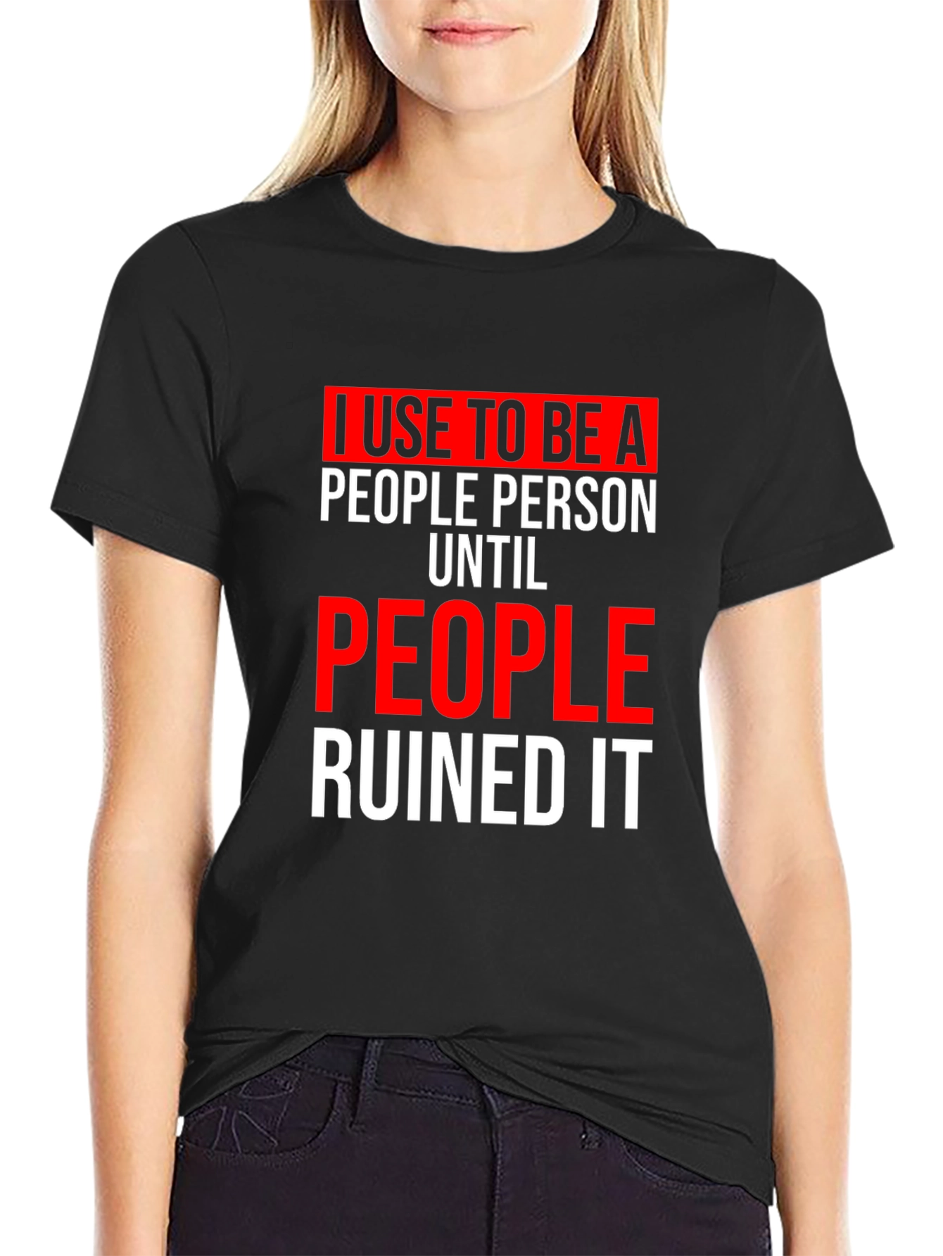 Black Funny 'People Person' Graphic T-Shirt view 2
