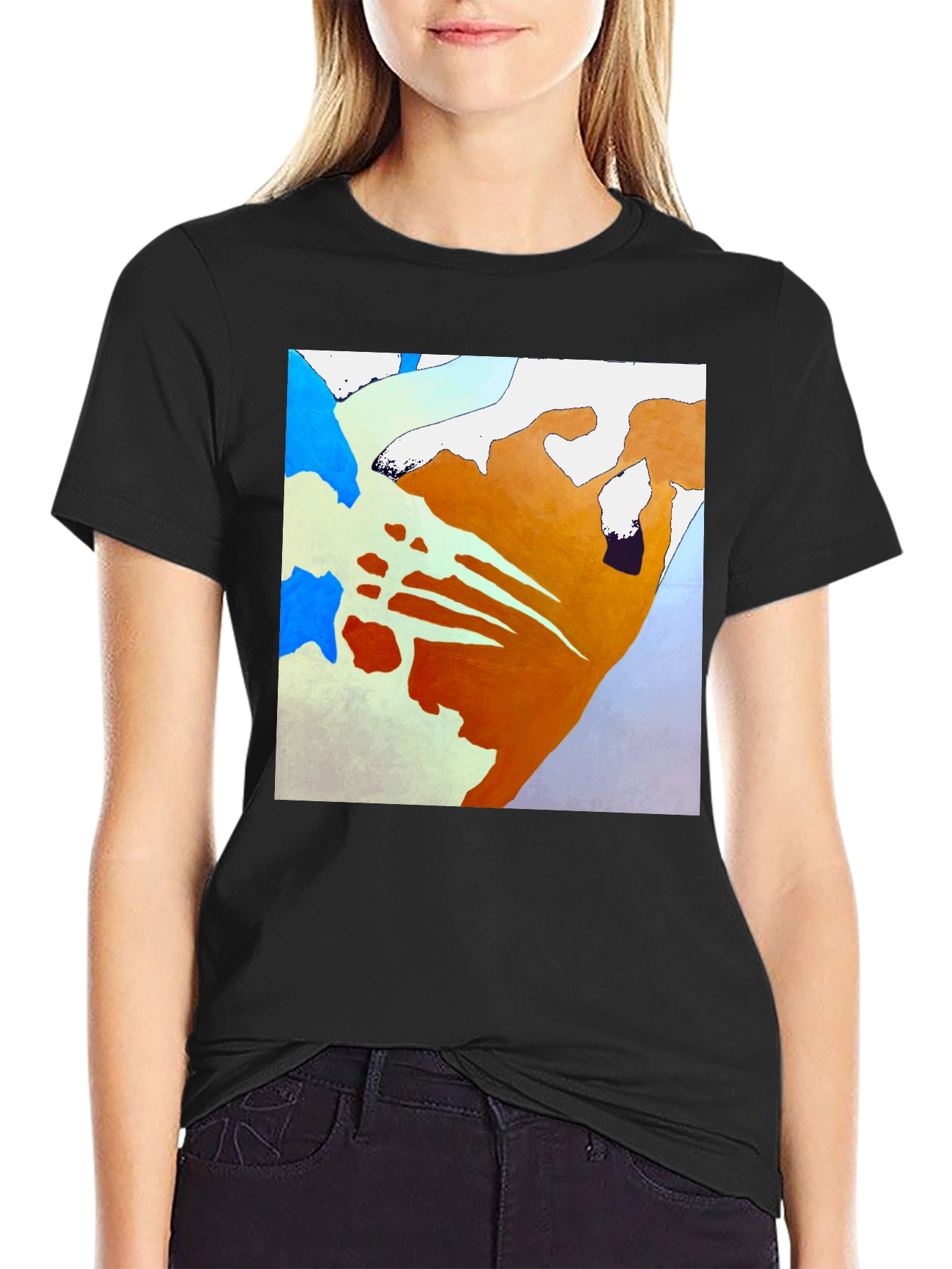 Black Abstract Art T-Shirt - Unique Graphic Tee view 2