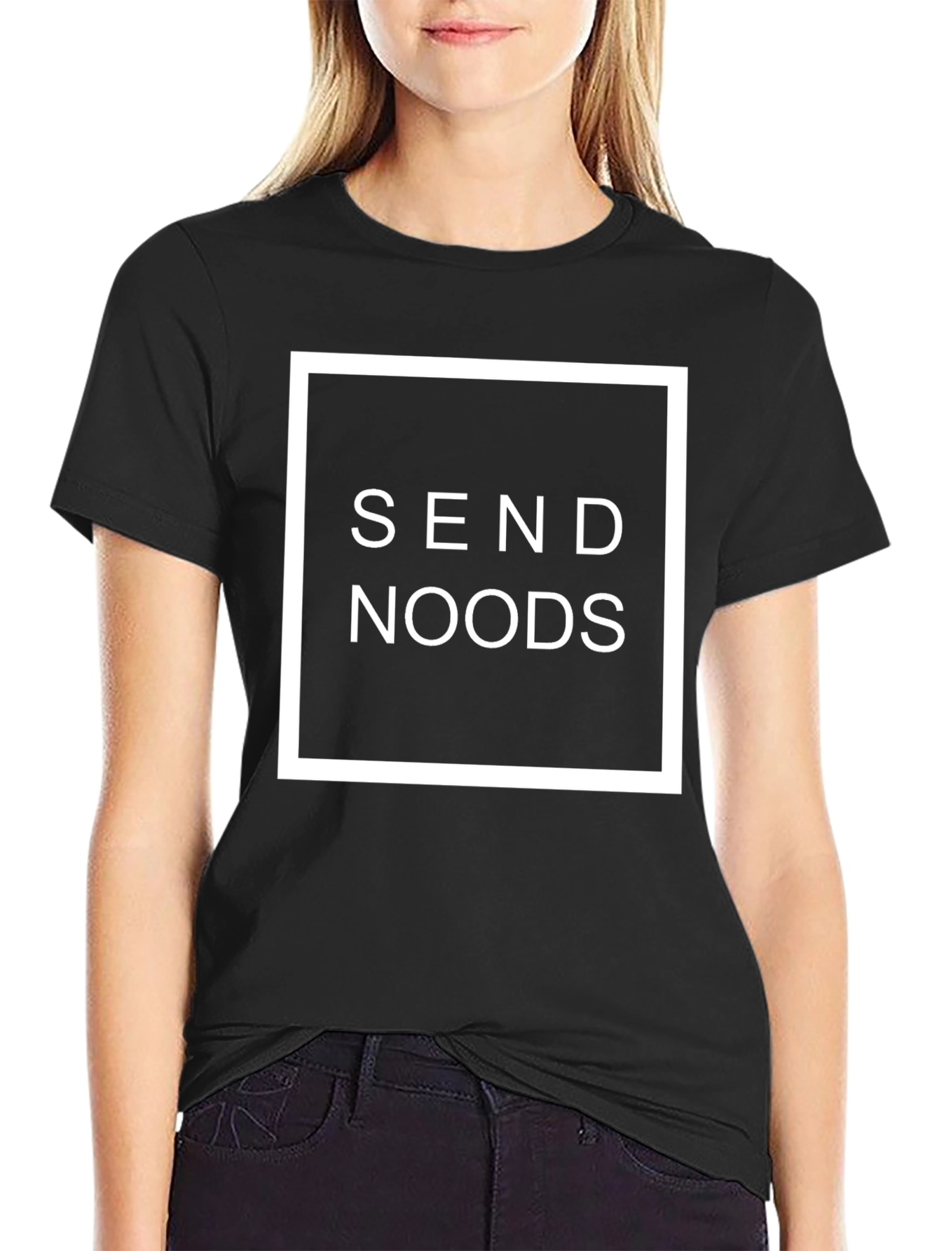 Black Send Noods Graphic Tee - Trendy Black T-Shirt view 2