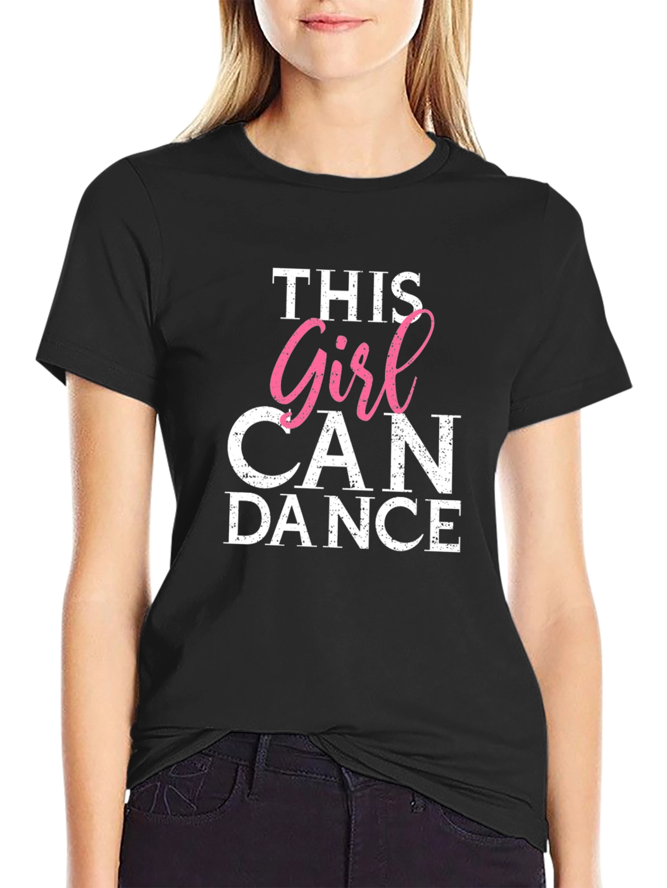 Black This Girl Can Dance Graphic Tee - Black Cotton Blend view 2