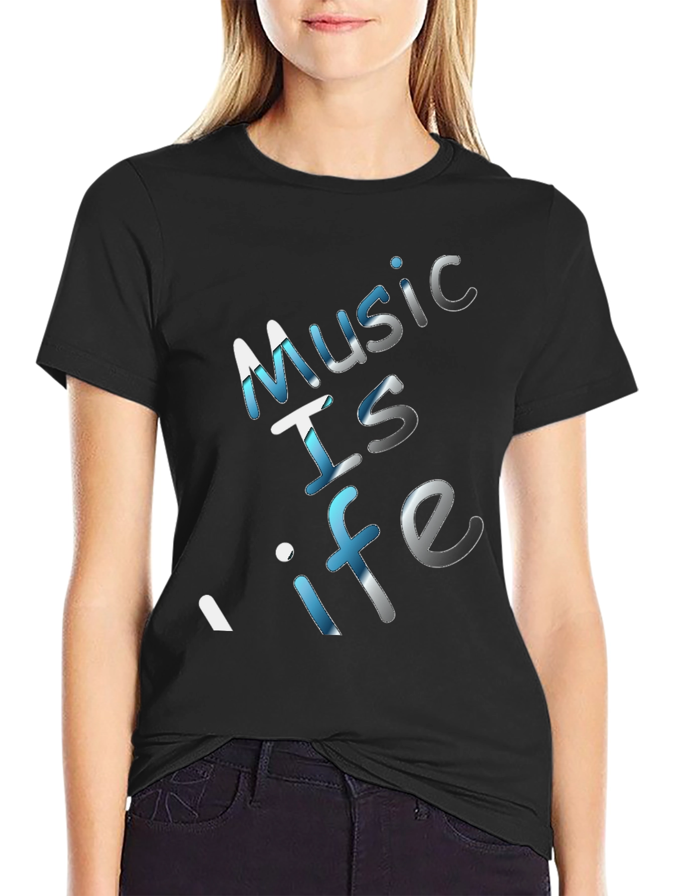 Black Music is Life Black Graphic Tee view 2
