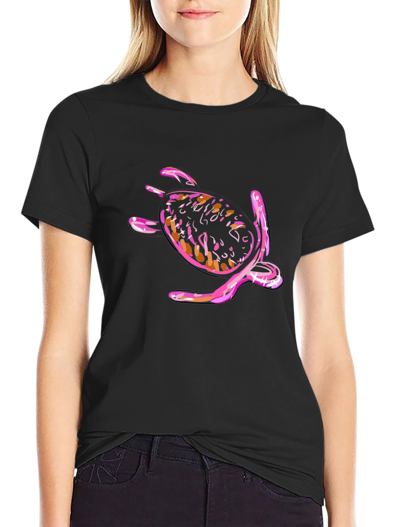 Black Turtle Graphic Black T-Shirt view 2