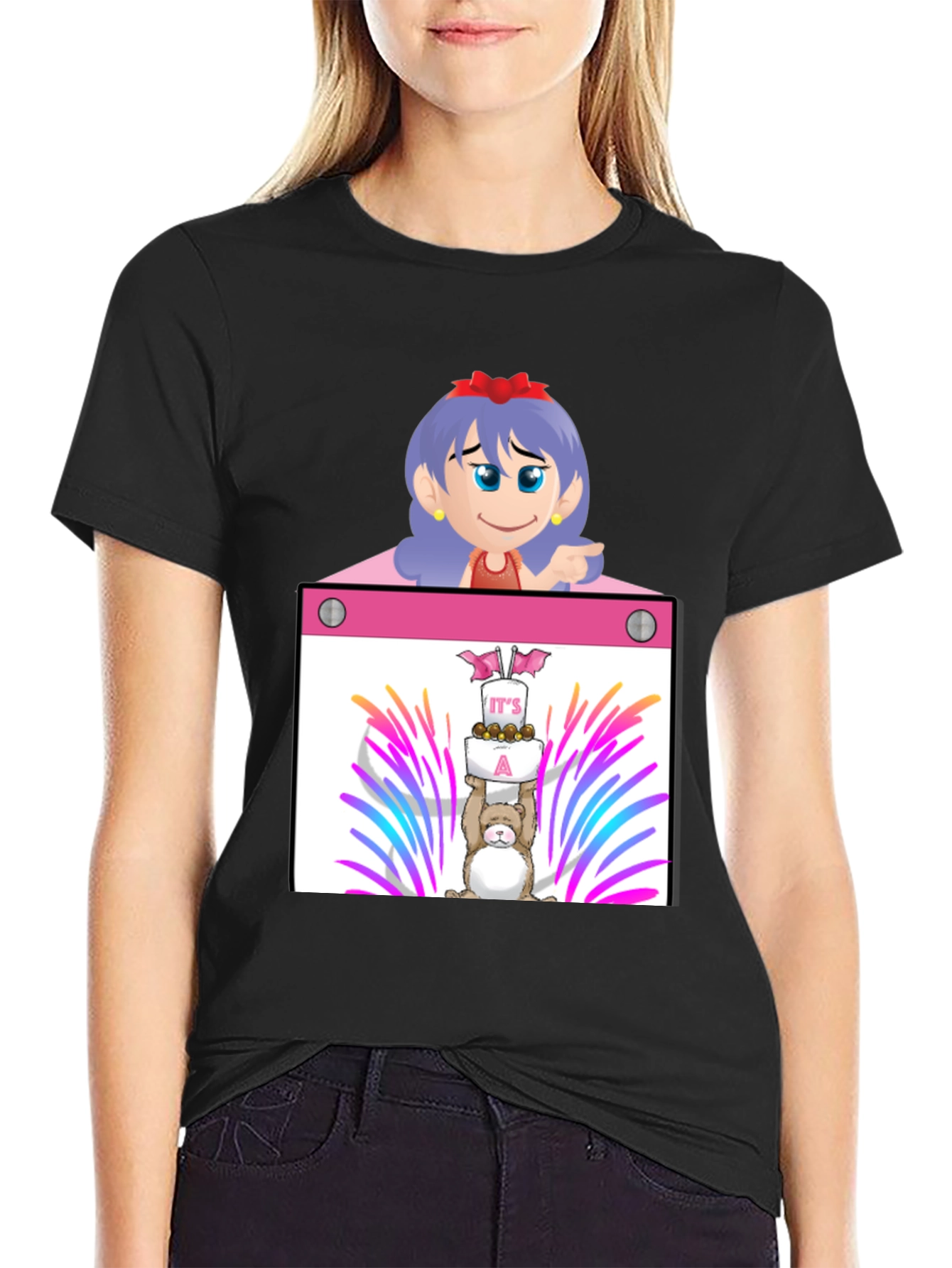 Black Cartoon Character Graphic Tee - Celebrate with Style! view 2