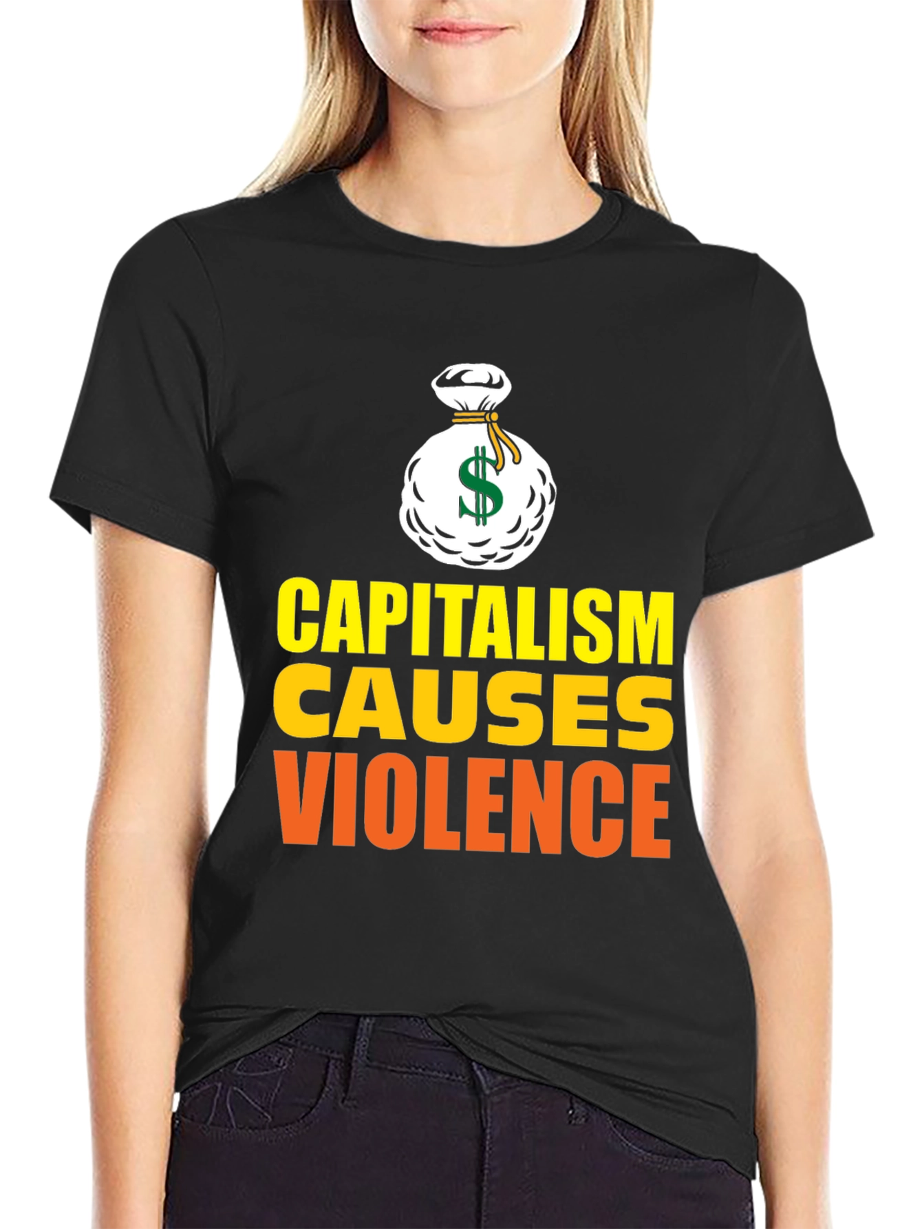 Black Capitalism Causes Violence Graphic T-Shirt view 2