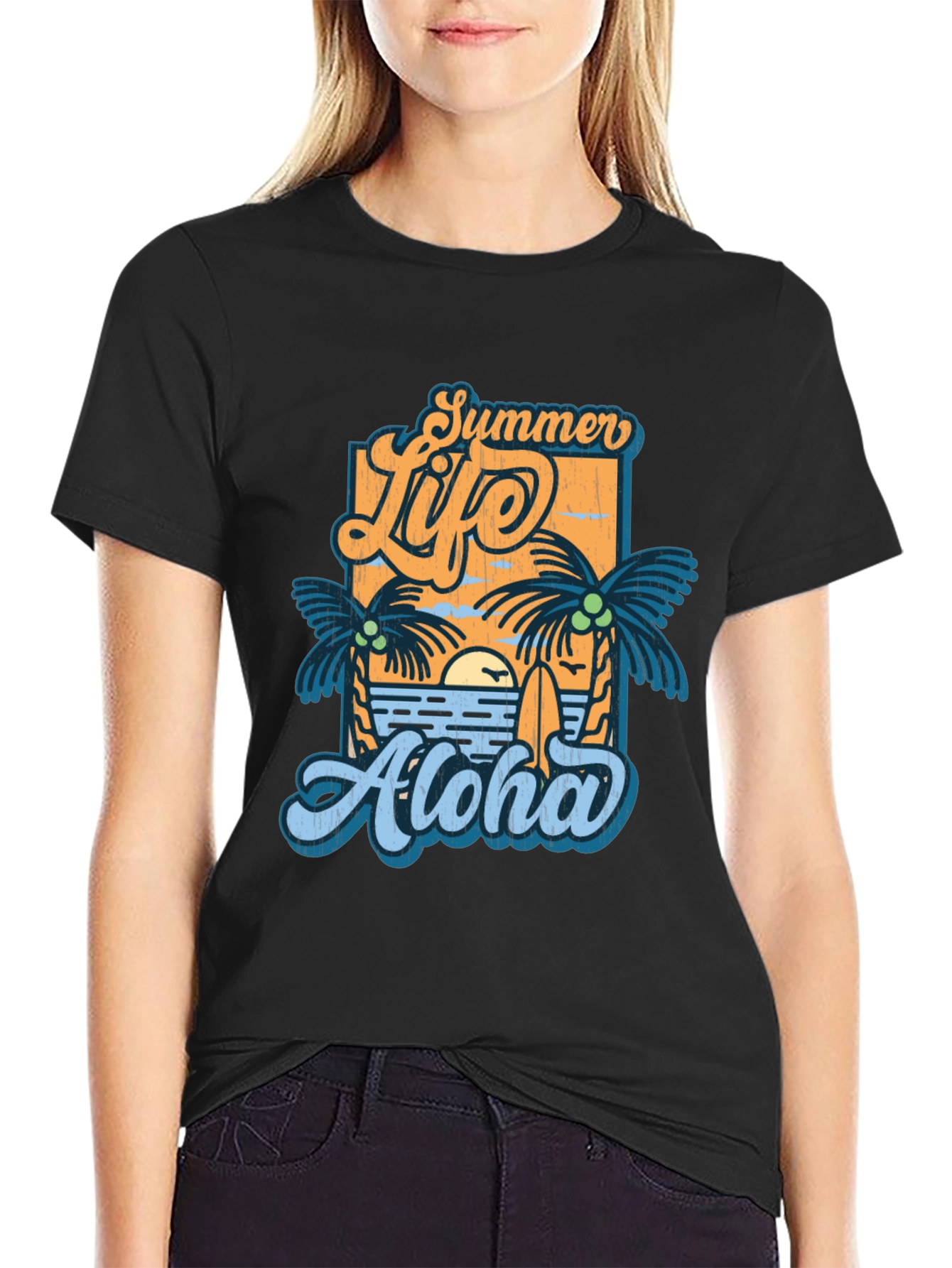 Black Summer Life Aloha Graphic T-Shirt - Tropical Vibe view 2