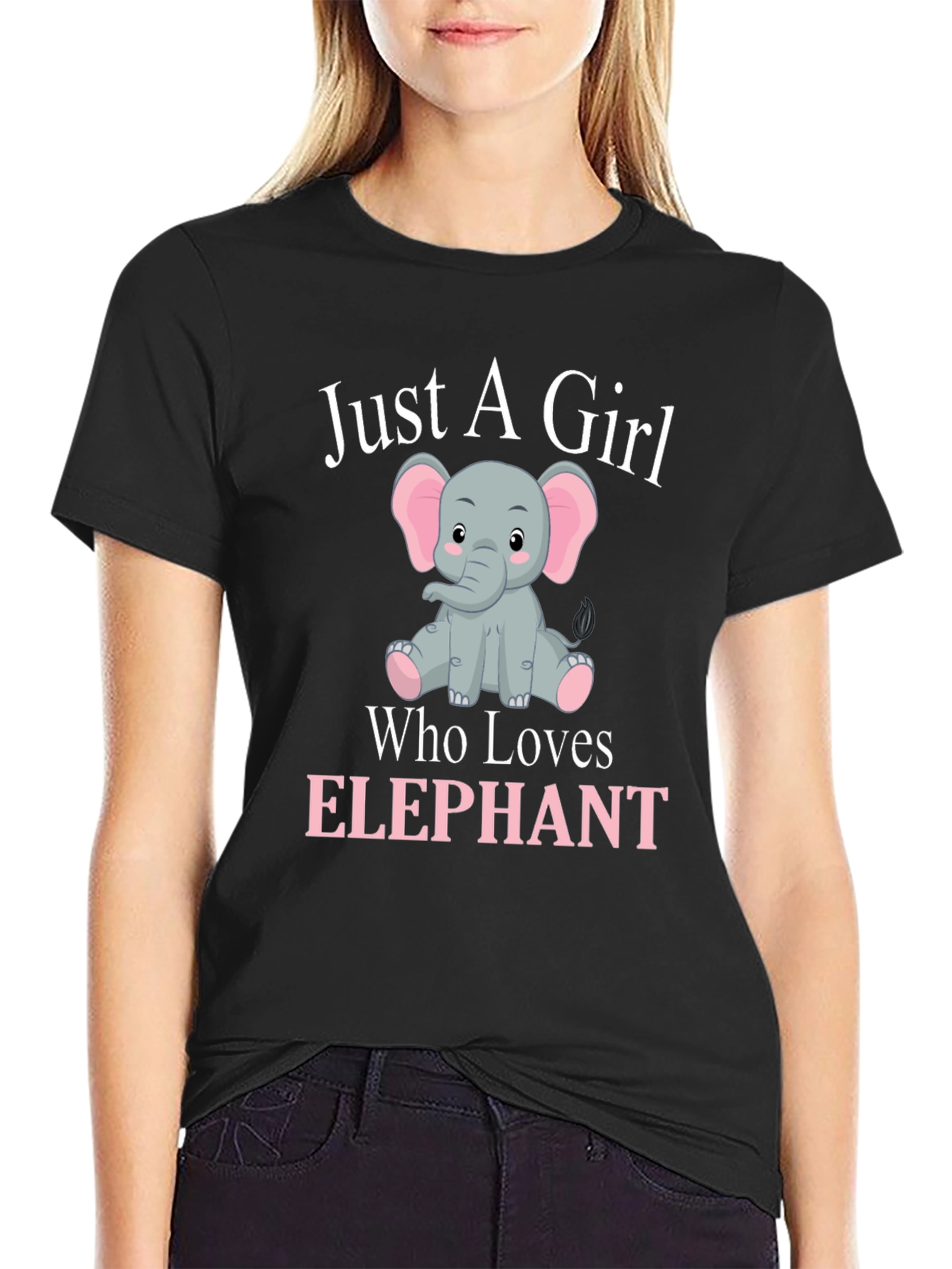 Black Just a Girl Who Loves Elephants T-Shirt view 2