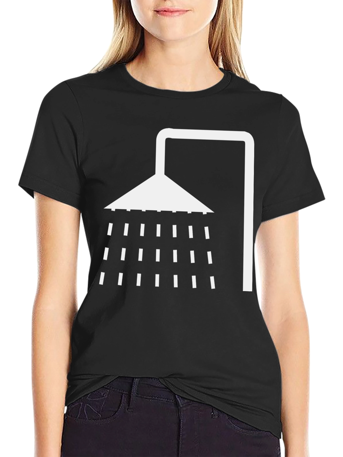 Black Shower Graphic T-Shirt - Black Cotton Tee view 2