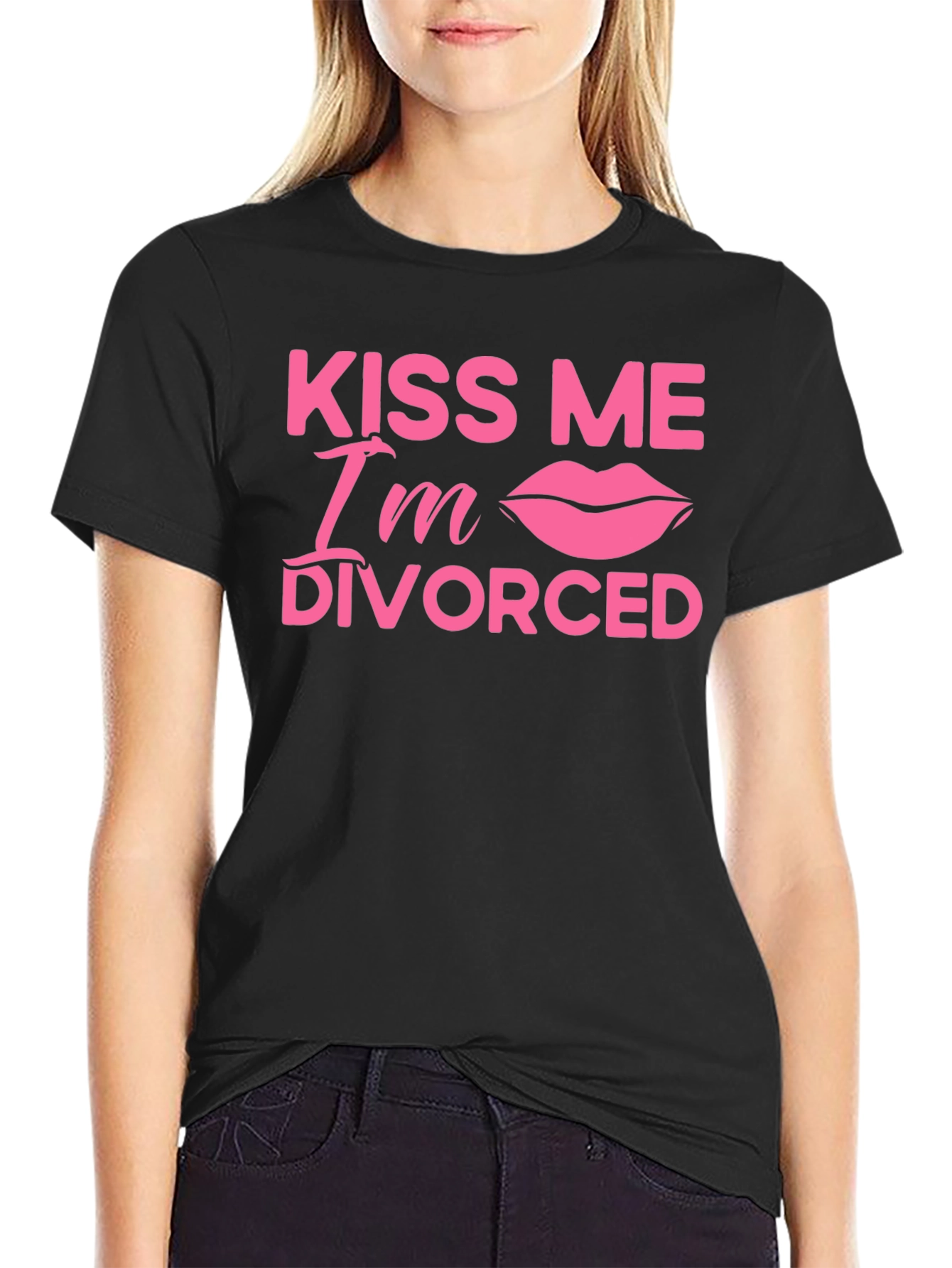 Black Kiss Me I'm Divorced T-Shirt view 2