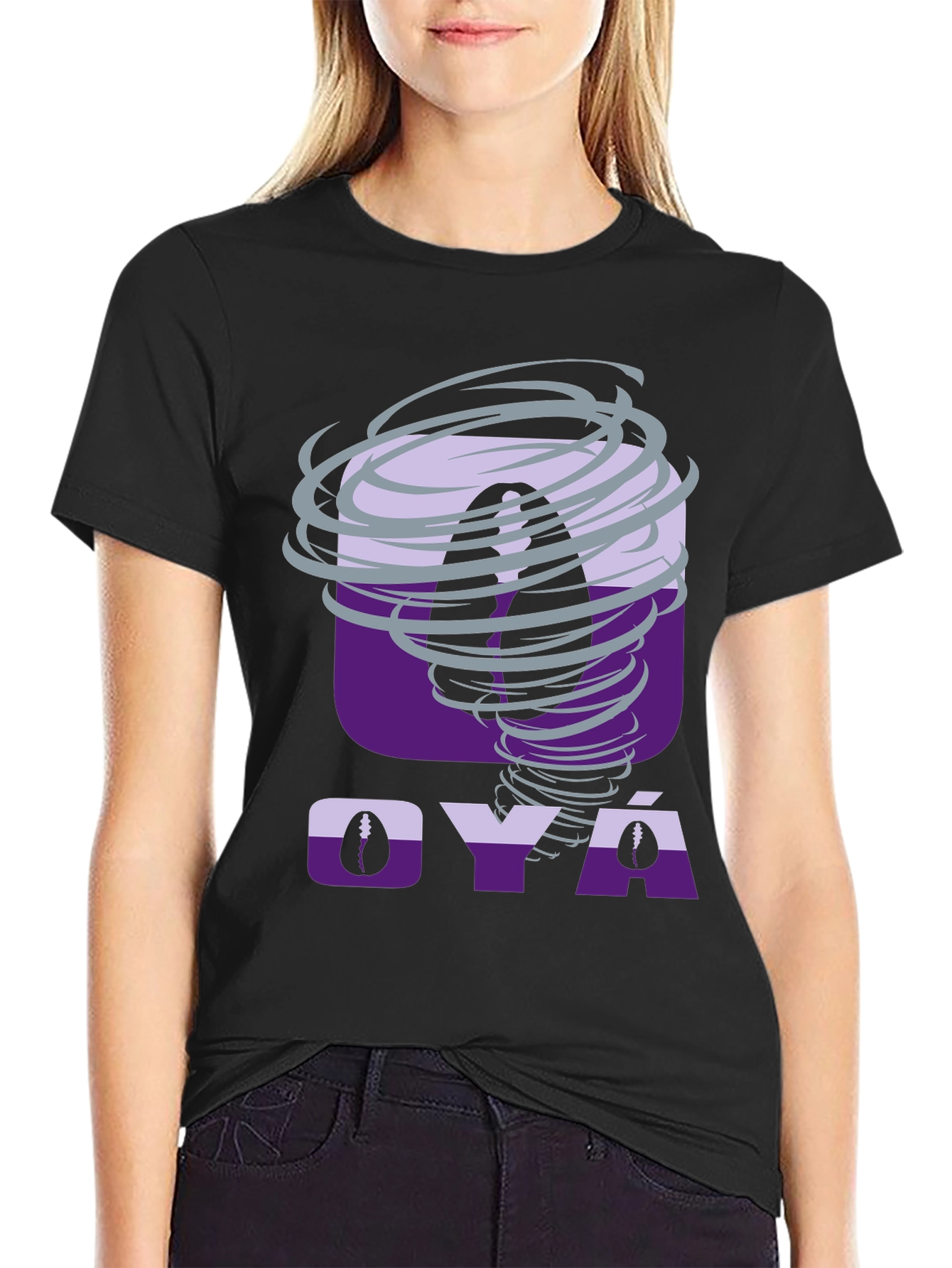 Black Oya Tornado T-Shirt - Unique Graphic Tee view 2