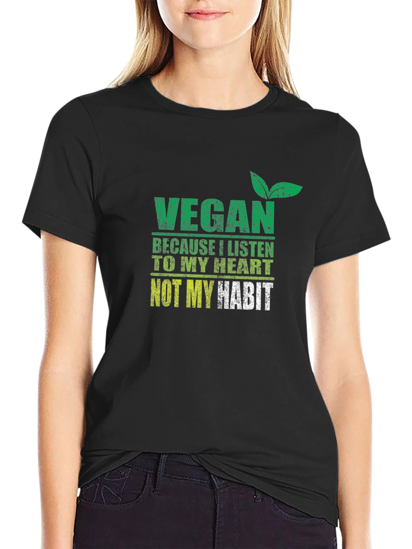 Black Vegan Heart Habit T-Shirt view 2