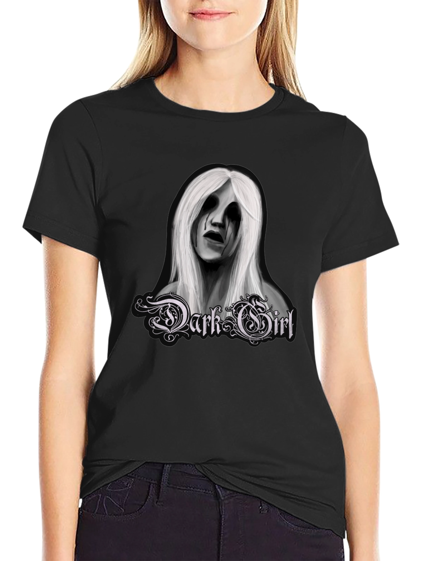 Black Dark Girl Graphic Tee - Men's Black T-Shirt view 2