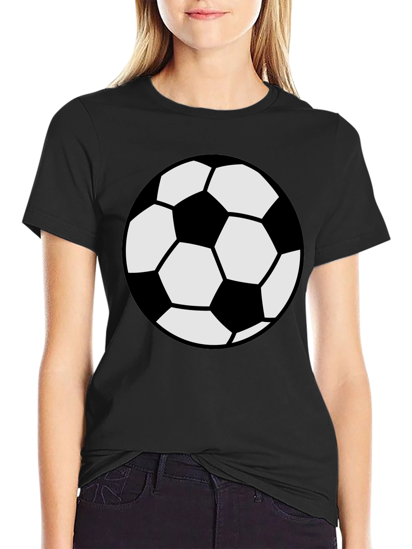 Black Soccer Ball Graphic Tee - Black Cotton Comfort view 2