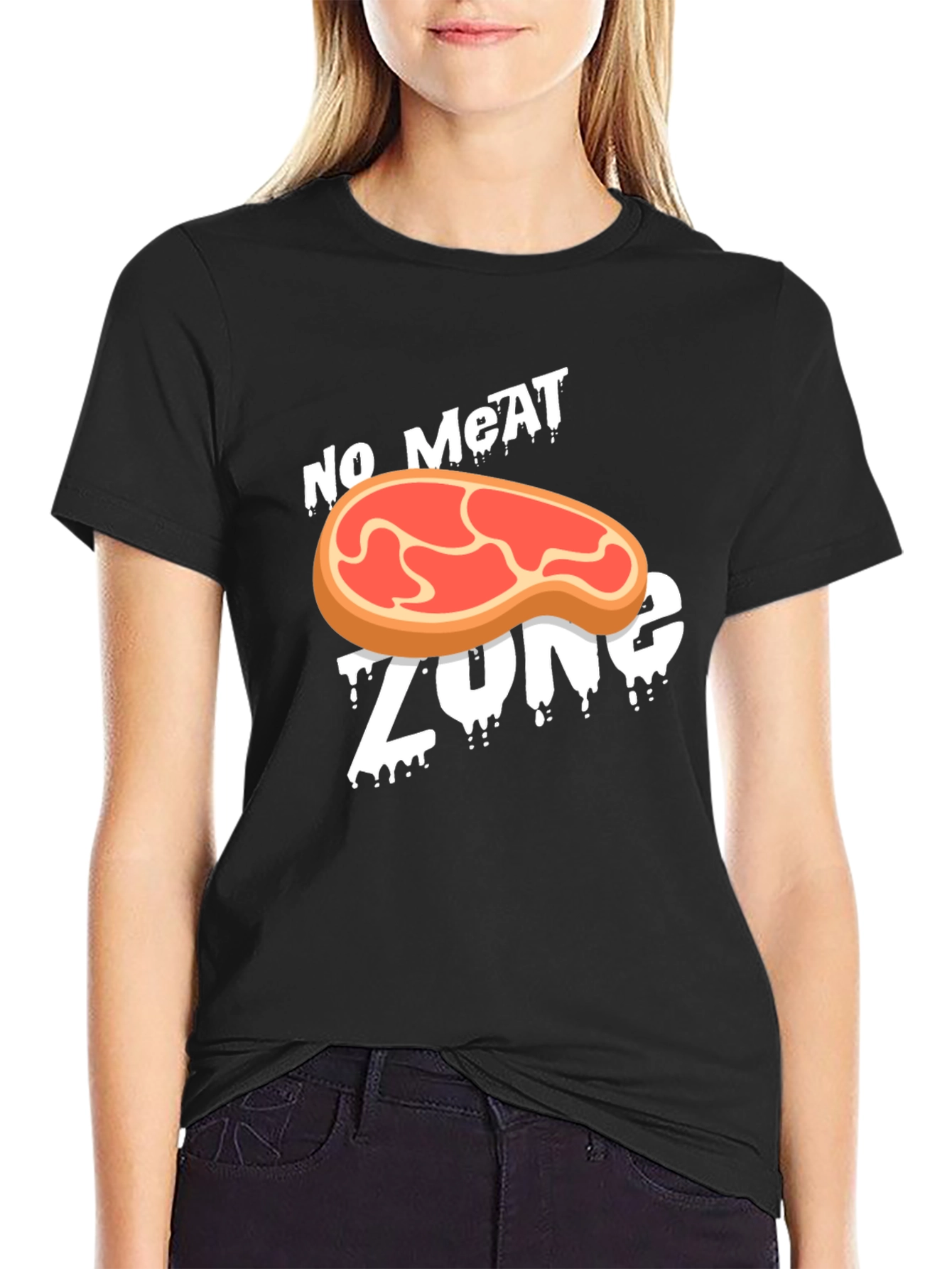 Black No Meat Zone Graphic T-Shirt - Vegan Style view 2