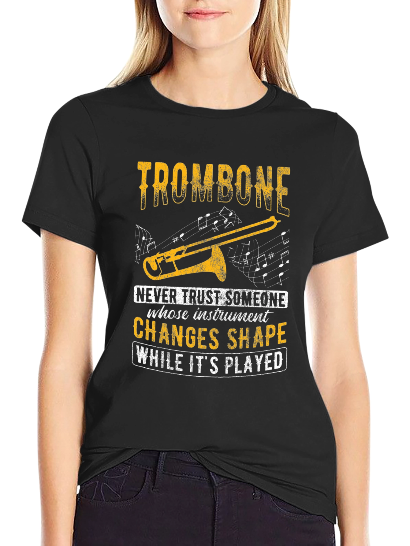 Black Trombone T-Shirt - Instrument Humor Tee view 2