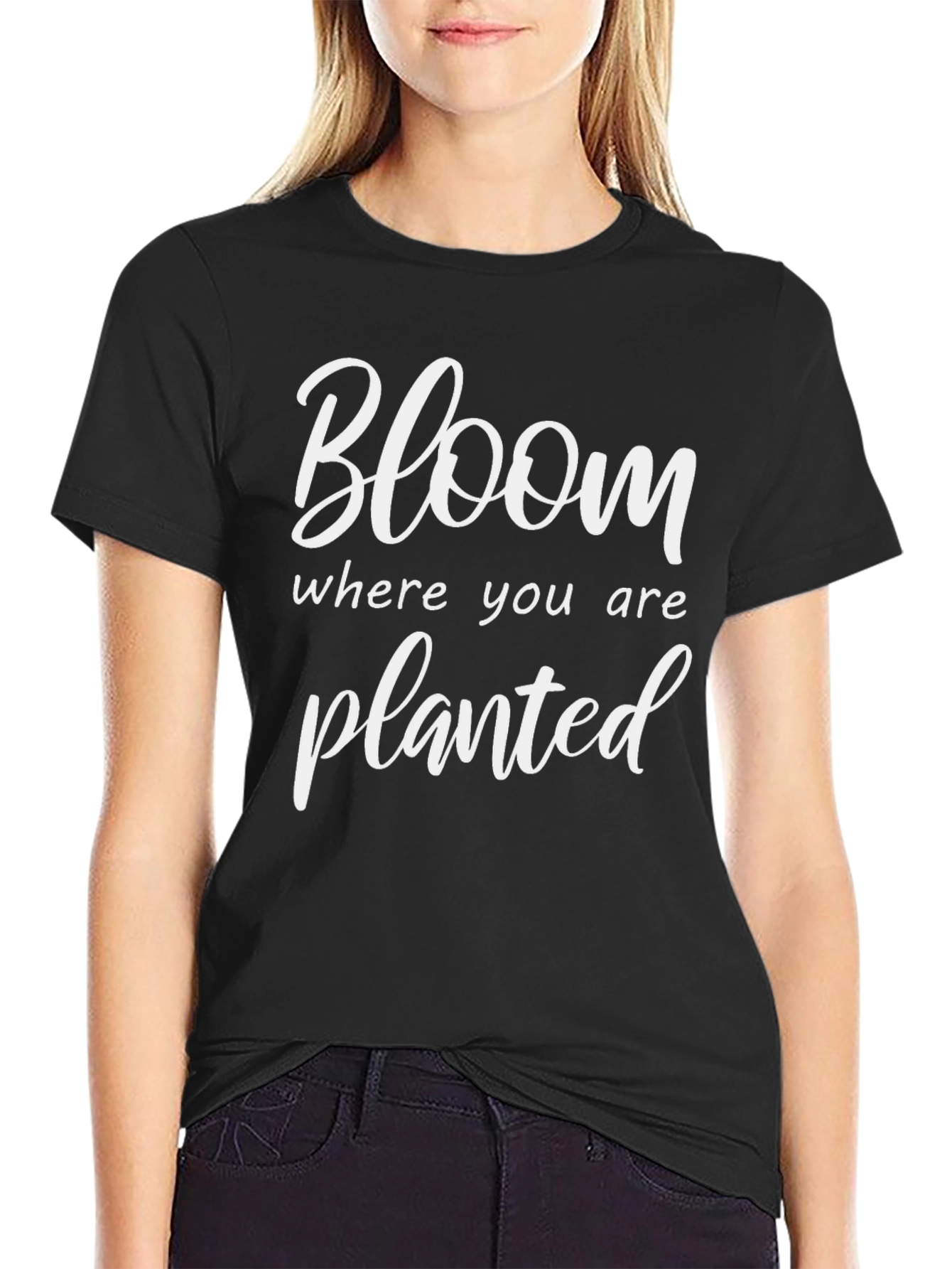 Black Bloom Where You Are Planted Graphic Tee view 2