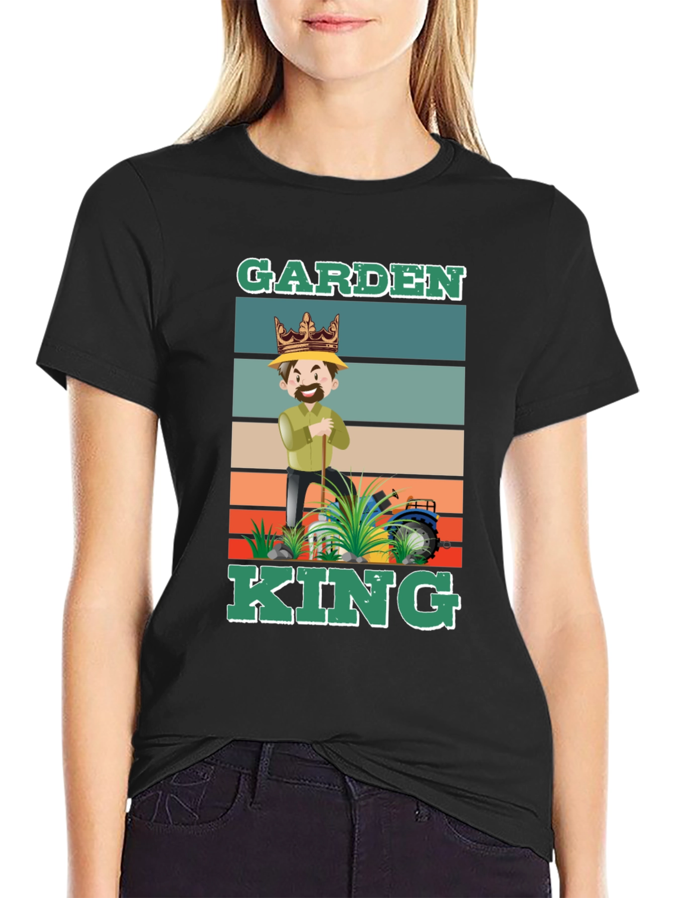 Black Garden King T-Shirt: Gardening Humor Tee view 2