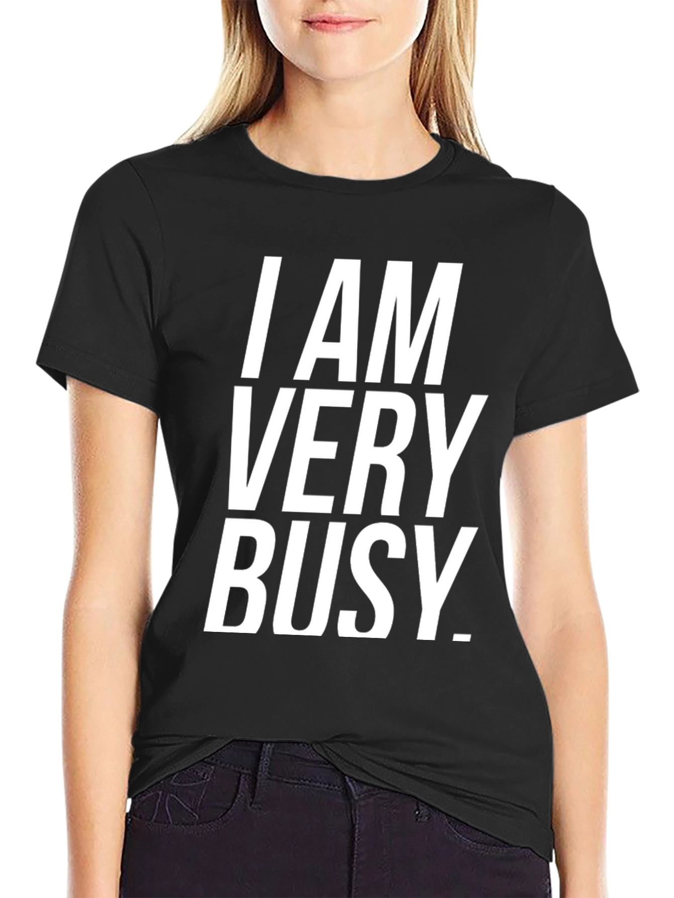 Black I Am Very Busy Graphic Tee - Soft Cotton Blend view 2