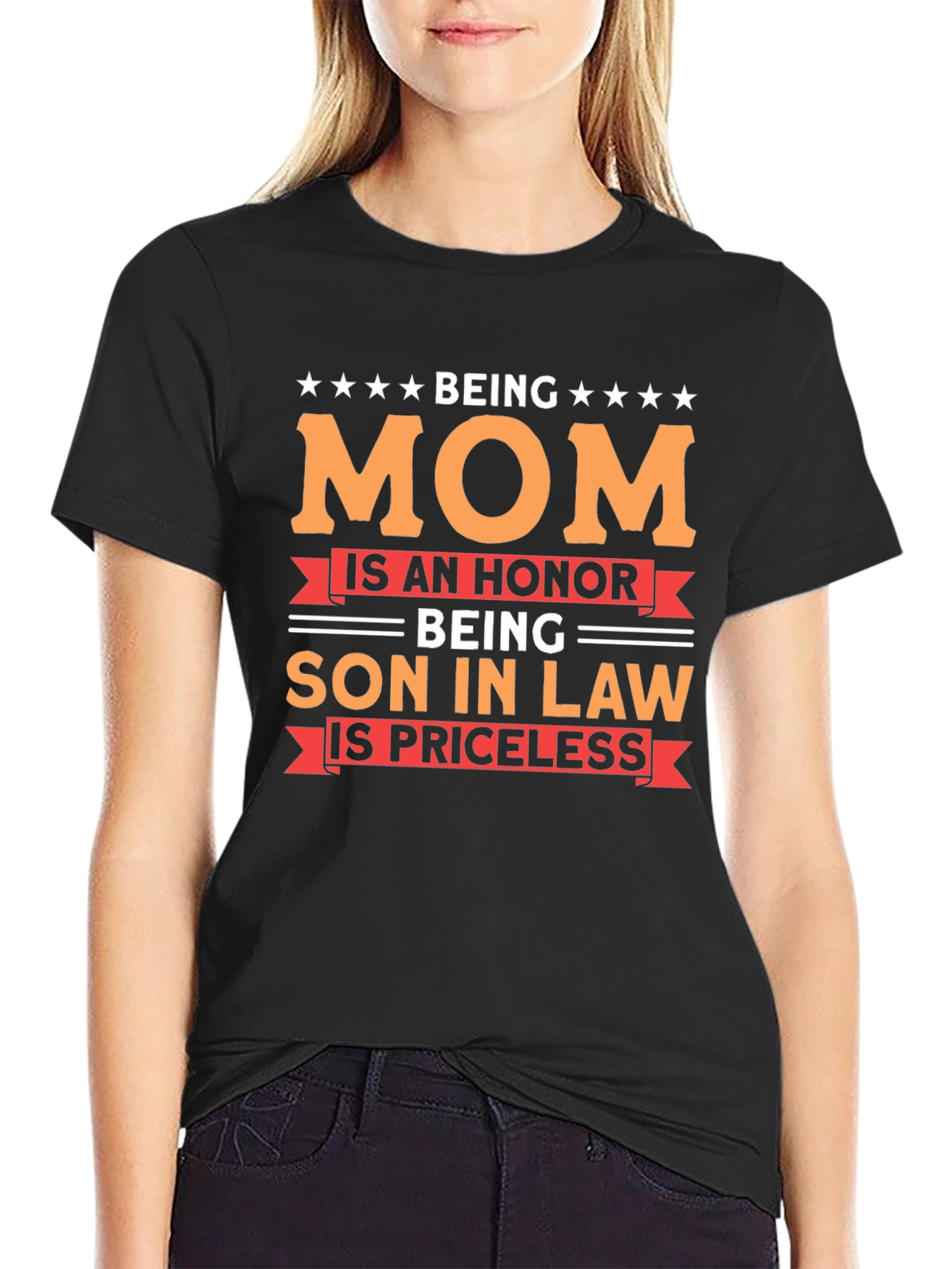 Black Being Mom Son-in-Law Graphic T-Shirt view 2