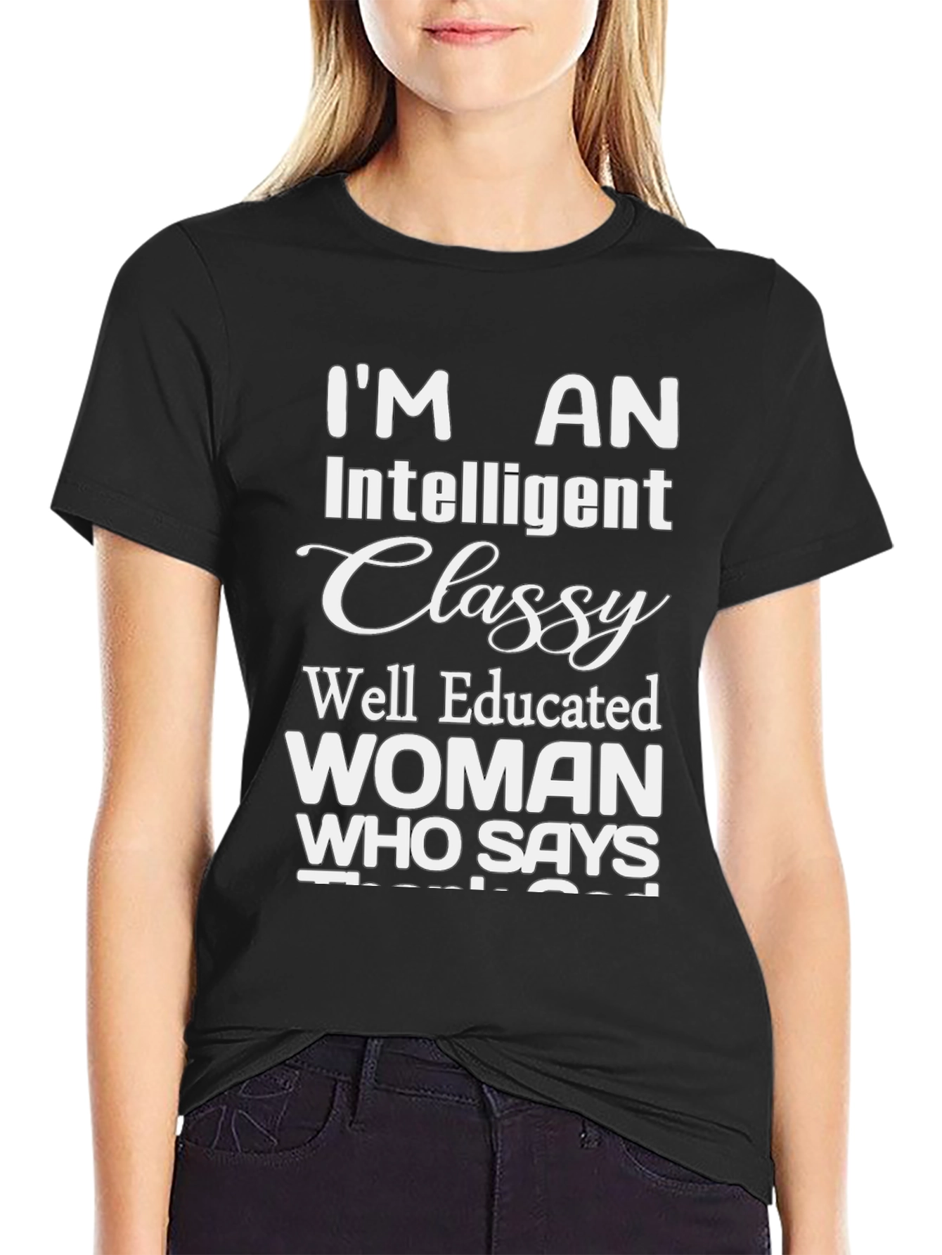 Black Intelligent Classy Woman Graphic Tee view 2