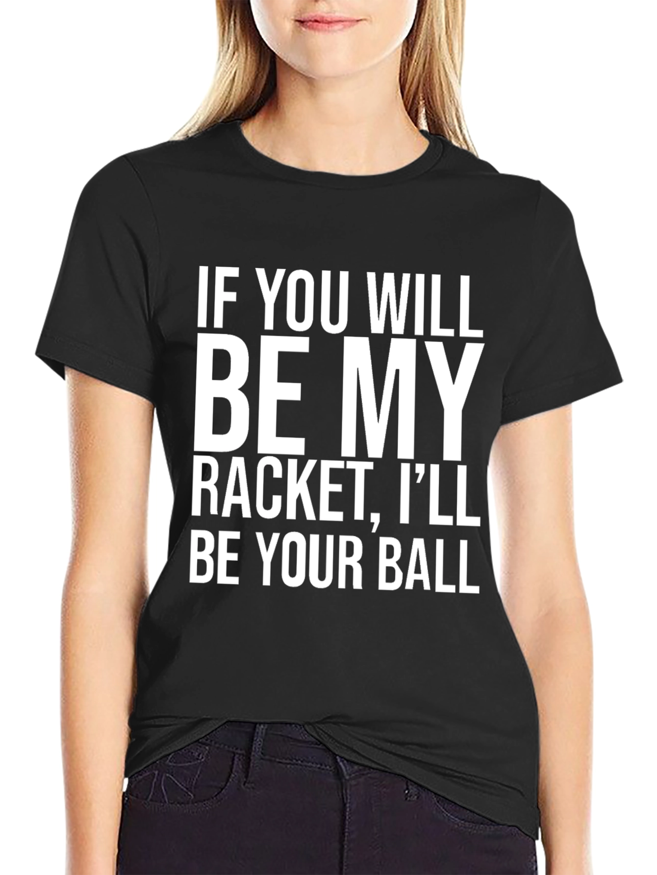 Black Funny Tennis T-Shirt - Racket & Ball Slogan Tee view 2