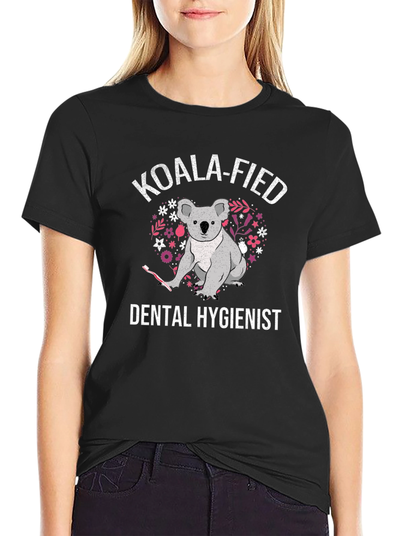 Black Koala-fied Dental Hygienist T-Shirt view 2