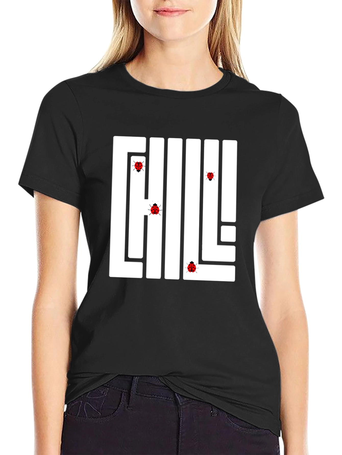 Black Chill Ladybug Graphic Tee - Unique Design view 2