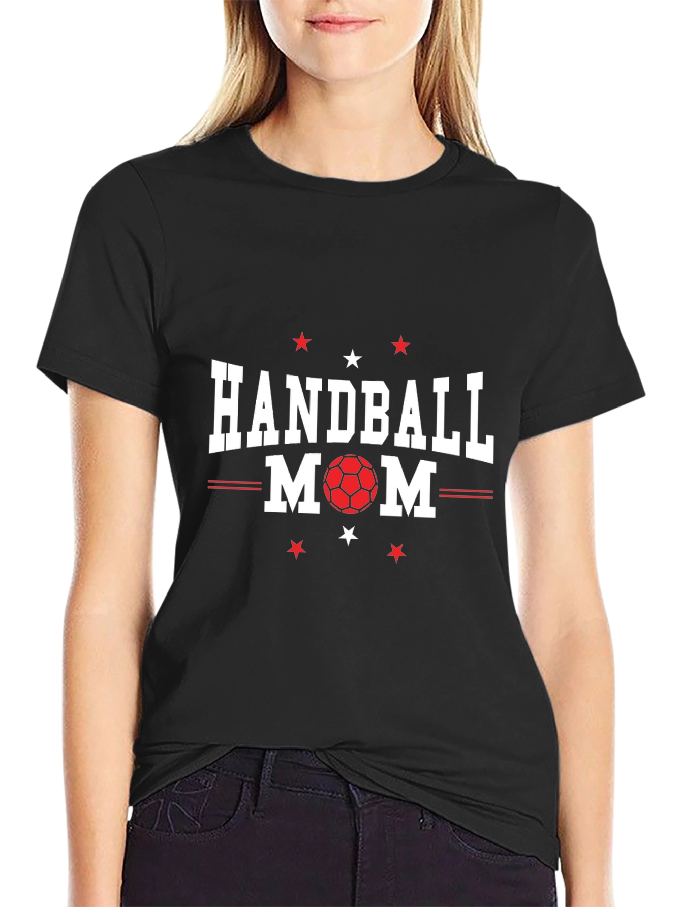 Black Handball Mom Graphic T-Shirt view 2