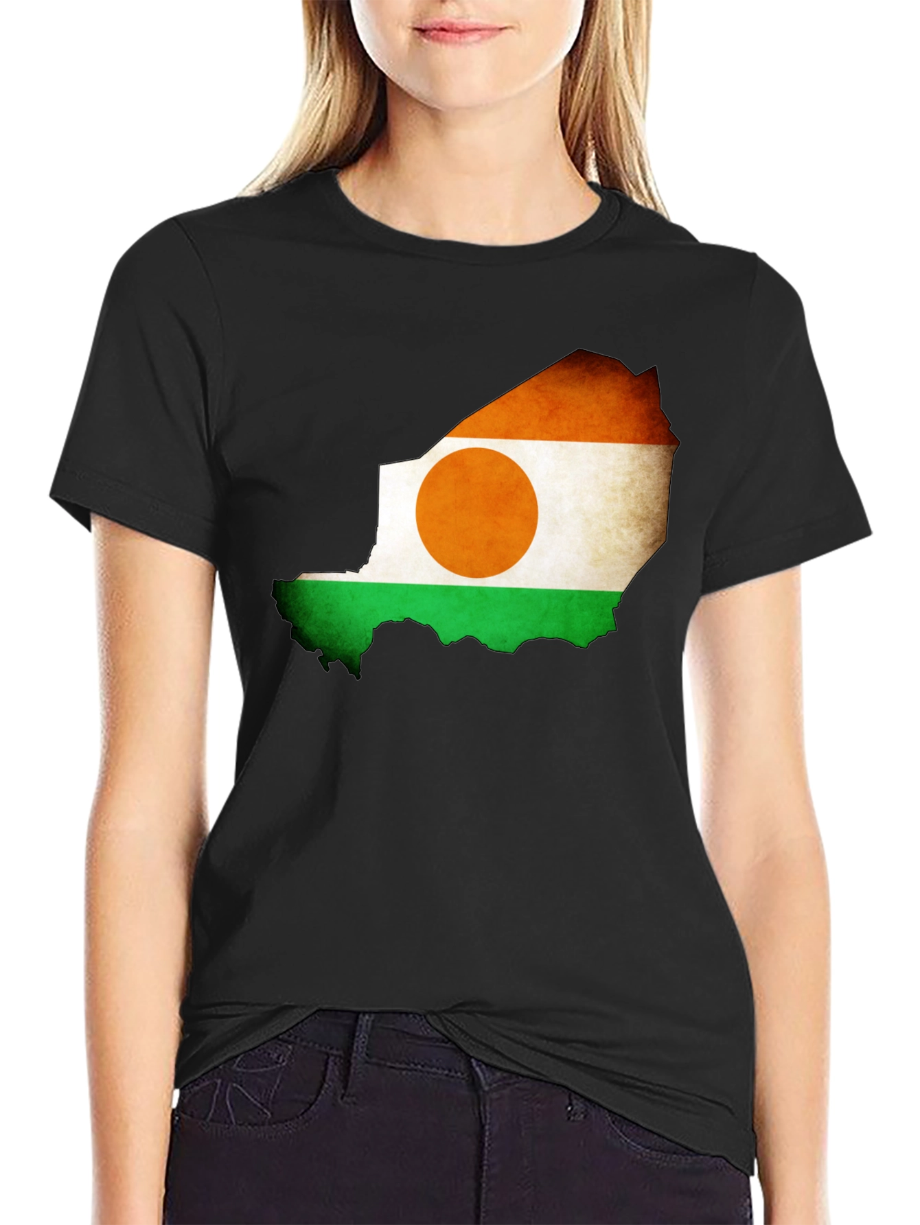 Black Niger Flag Map Graphic Tee - Black view 2
