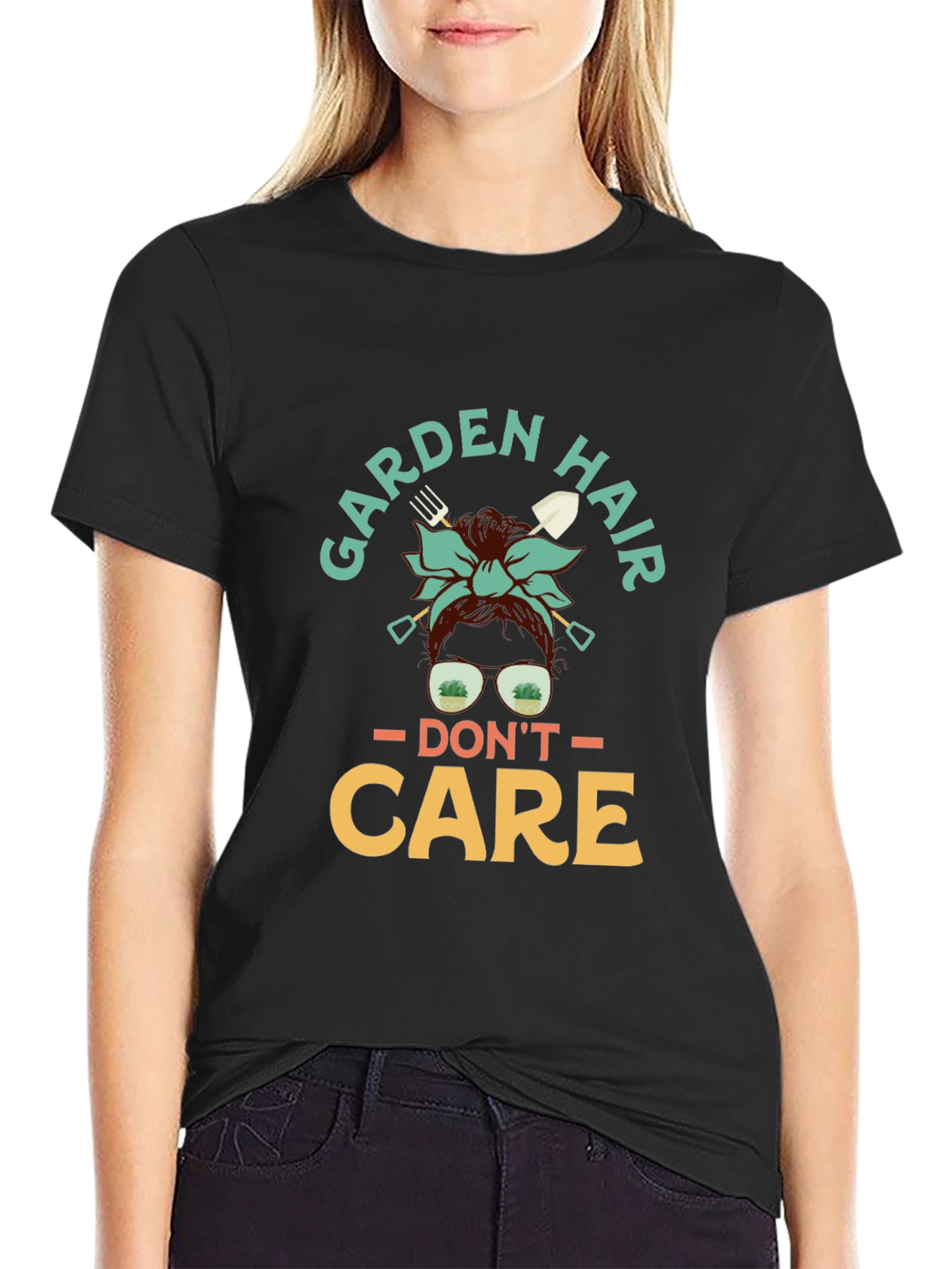 Black Garden Hair Don't Care T-Shirt view 2