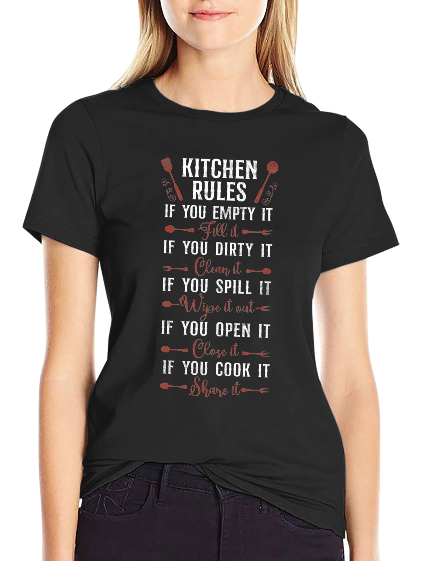 Black Kitchen Rules Graphic T-Shirt view 2