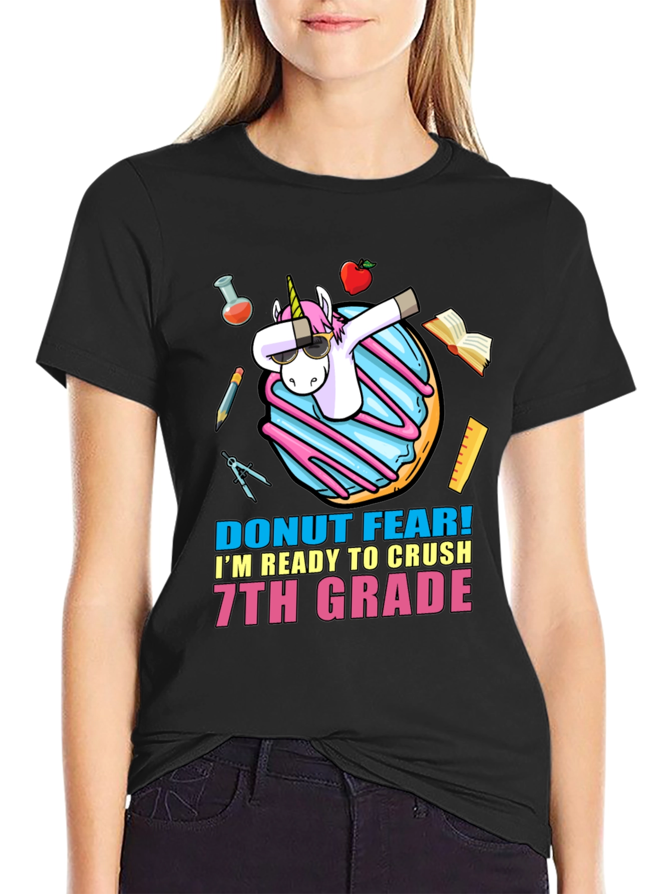 Black Donut Fear 7th Grade T-Shirt view 2