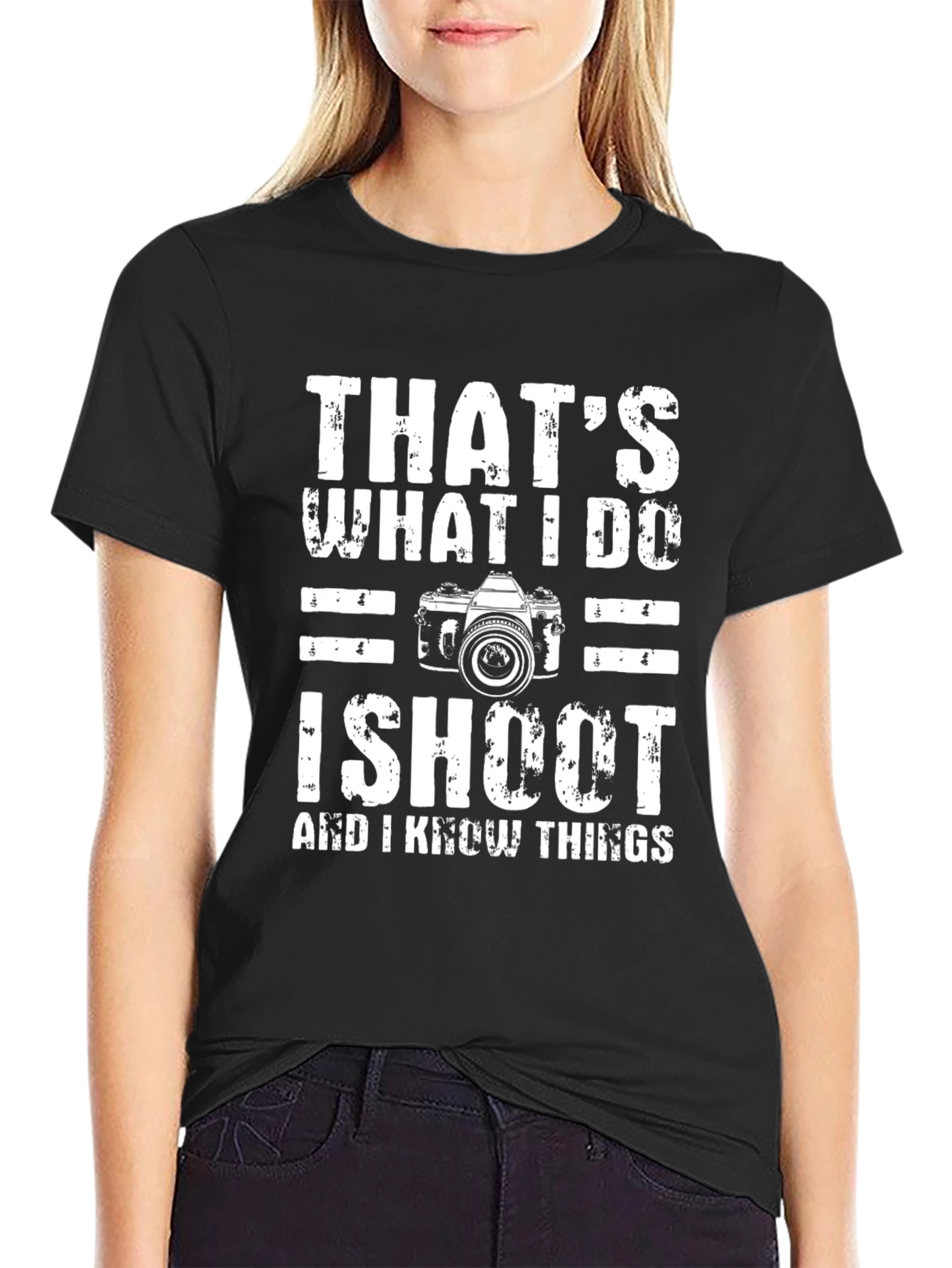 Black Funny Photography T-Shirt: That's What I Do, I Shoot view 2