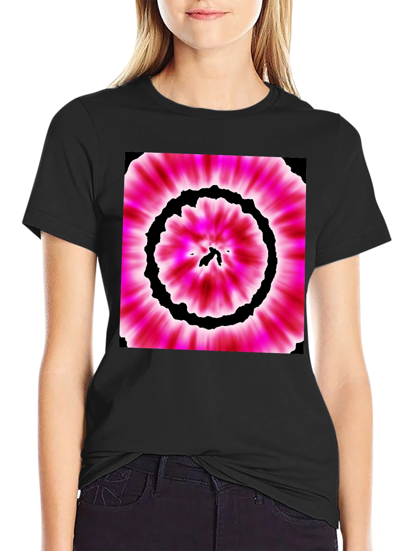 Black Vibrant Tie-Dye Graphic Tee view 2