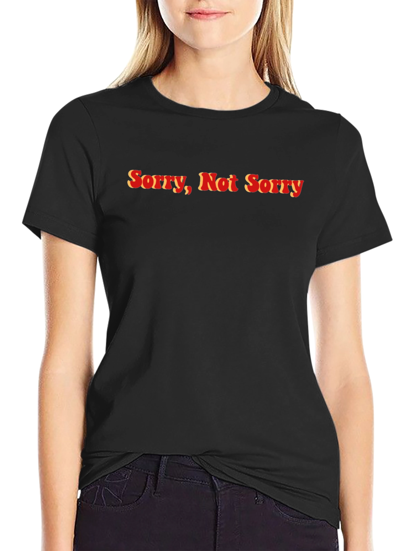 Black Sorry, Not Sorry Graphic Tee - Bold Statement T-Shirt view 2