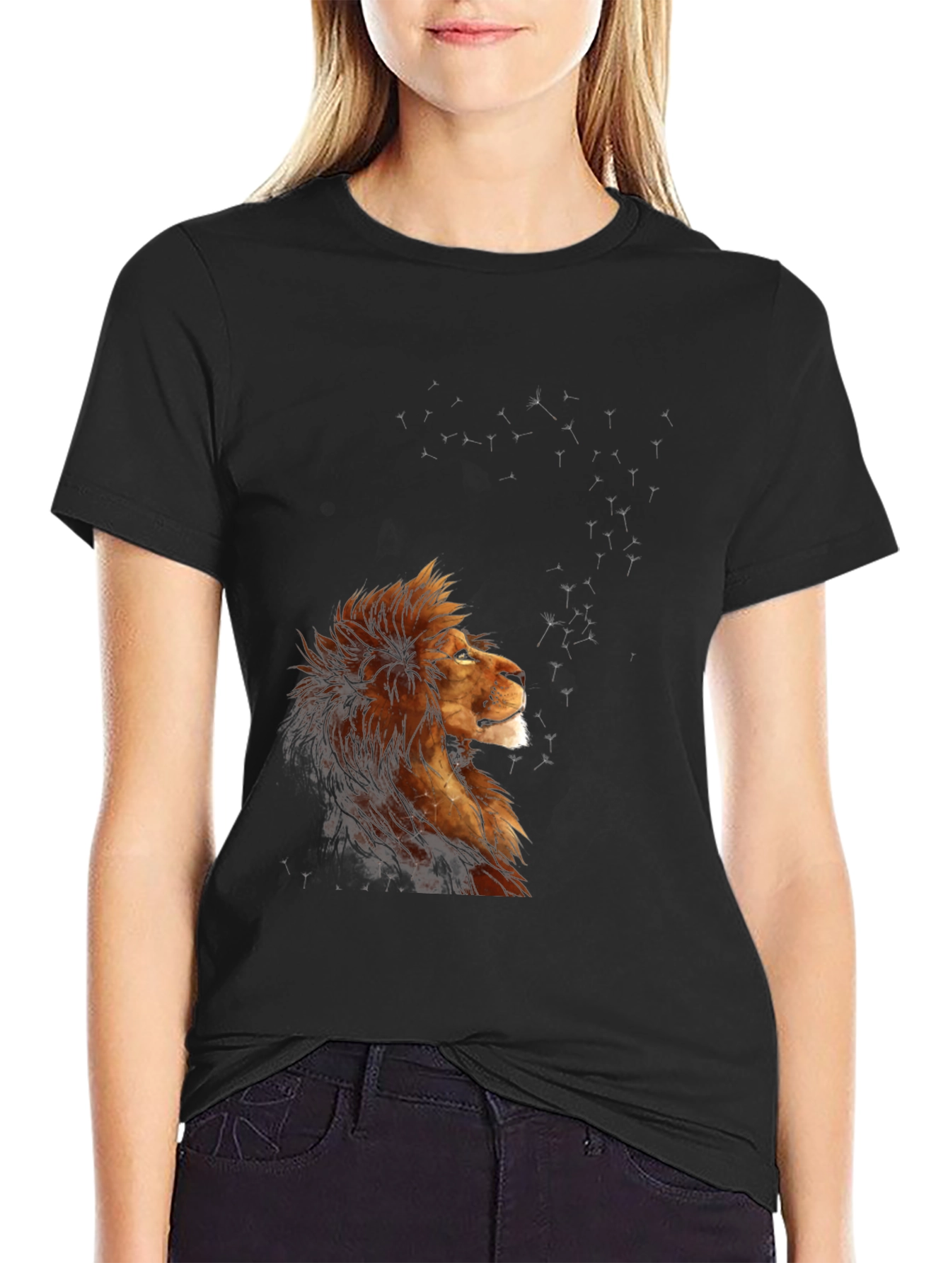 Black Lion Constellation Graphic T-Shirt - Black view 2