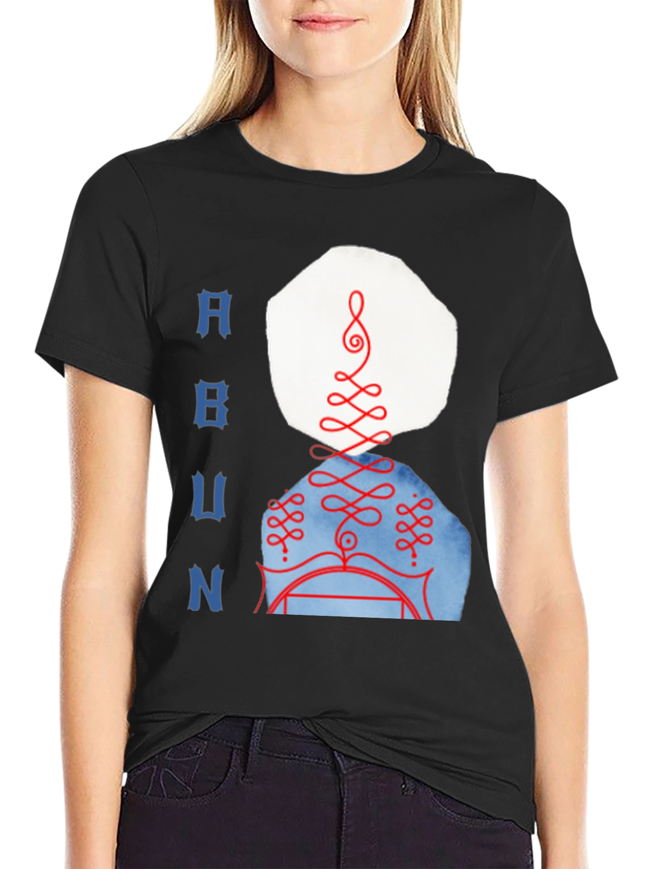 Black Abstract Graphic Print T-Shirt view 2