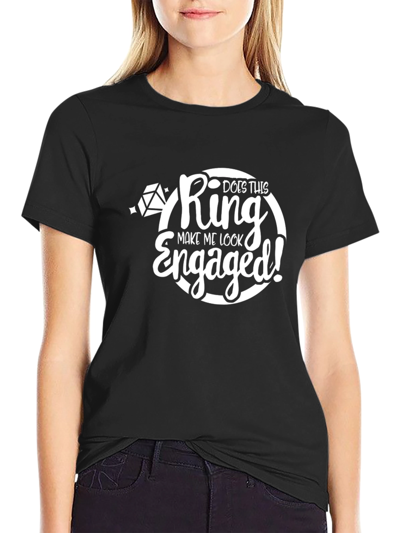 Black Engaged Graphic Tee - Funny Engagement Shirt view 2